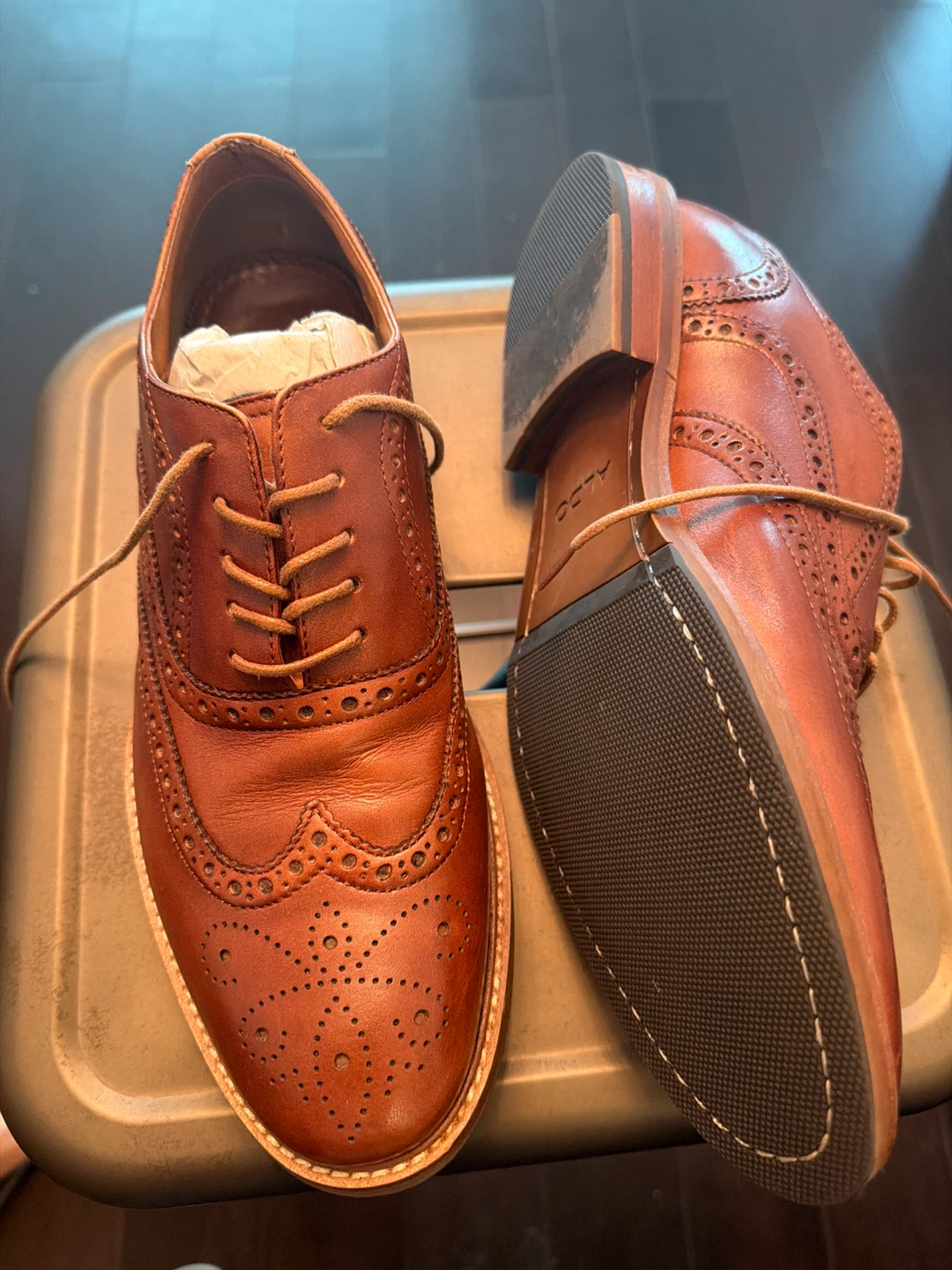 ALDO Brown Leather Wingtip Oxford Shoes - photo 2