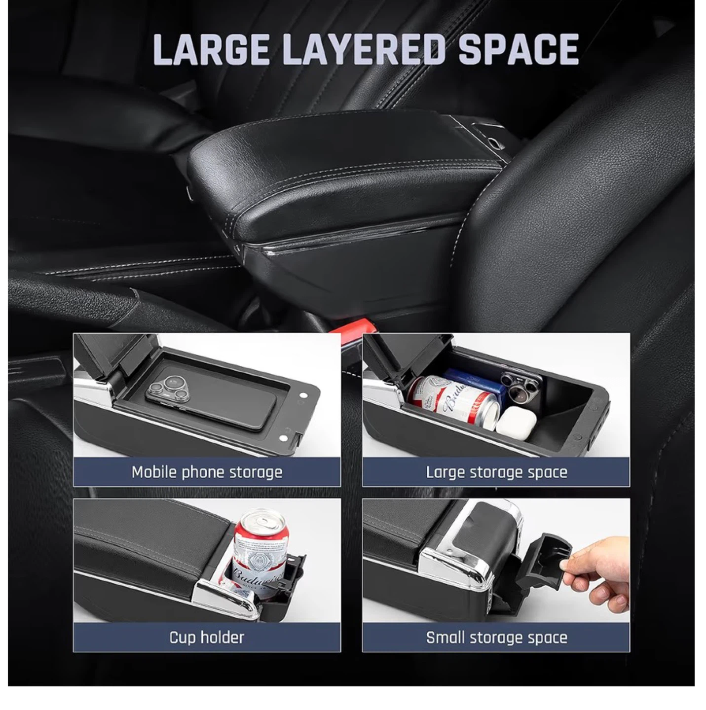 Car Armrest Box for Honda Fit Jazz 2009-2013 w/ 7 USB Ports AH3 - photo 4
