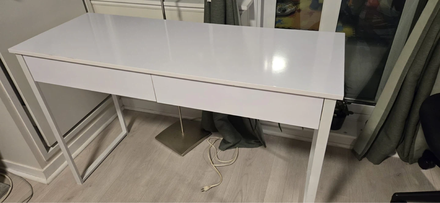 White Writing Desk with Drawers - photo 3