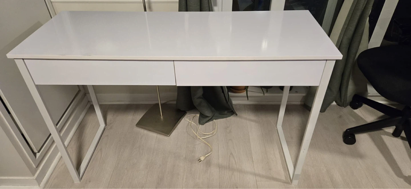 White Writing Desk with Drawers - photo 2