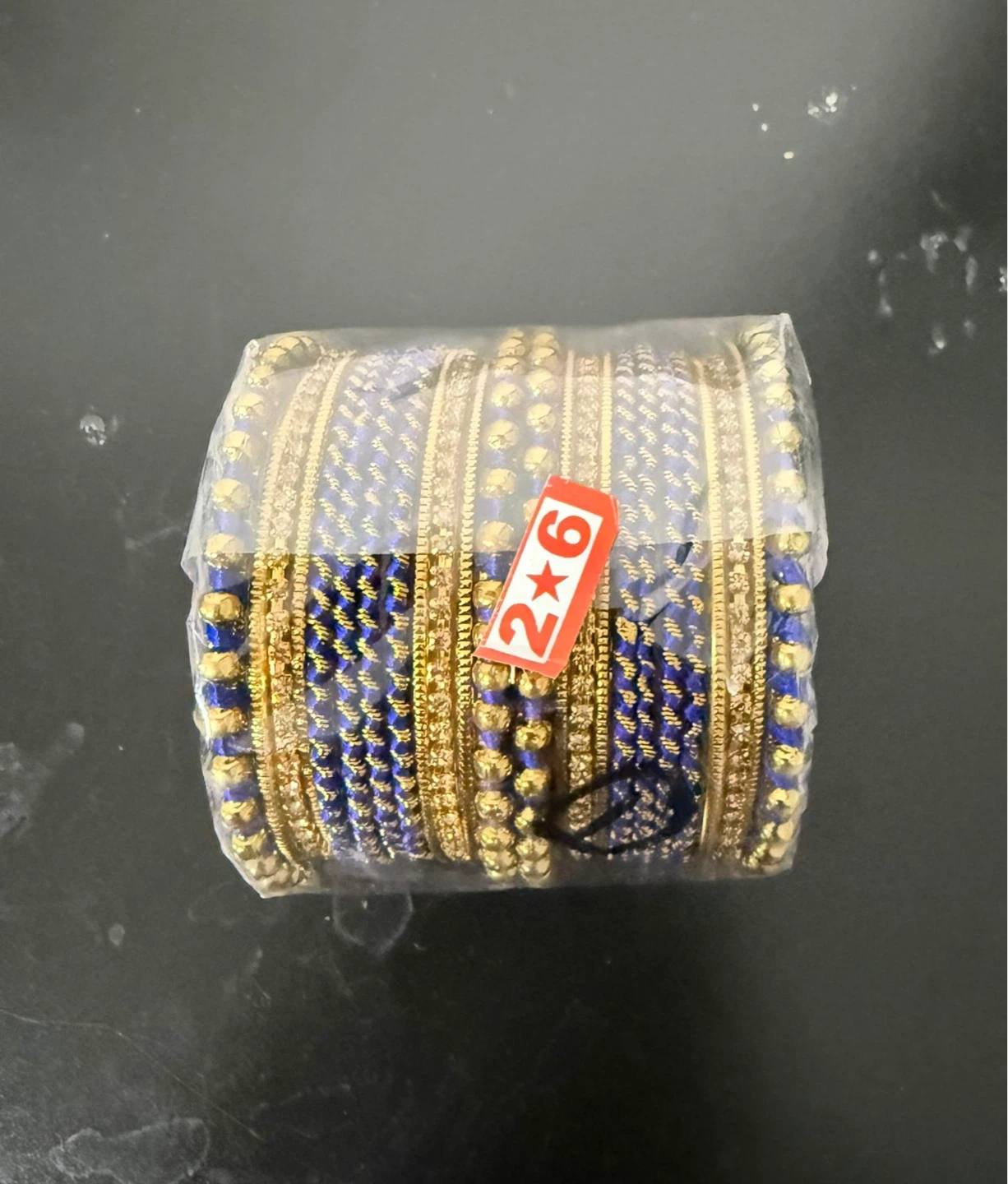 Blue and Gold Beaded Bangles Set