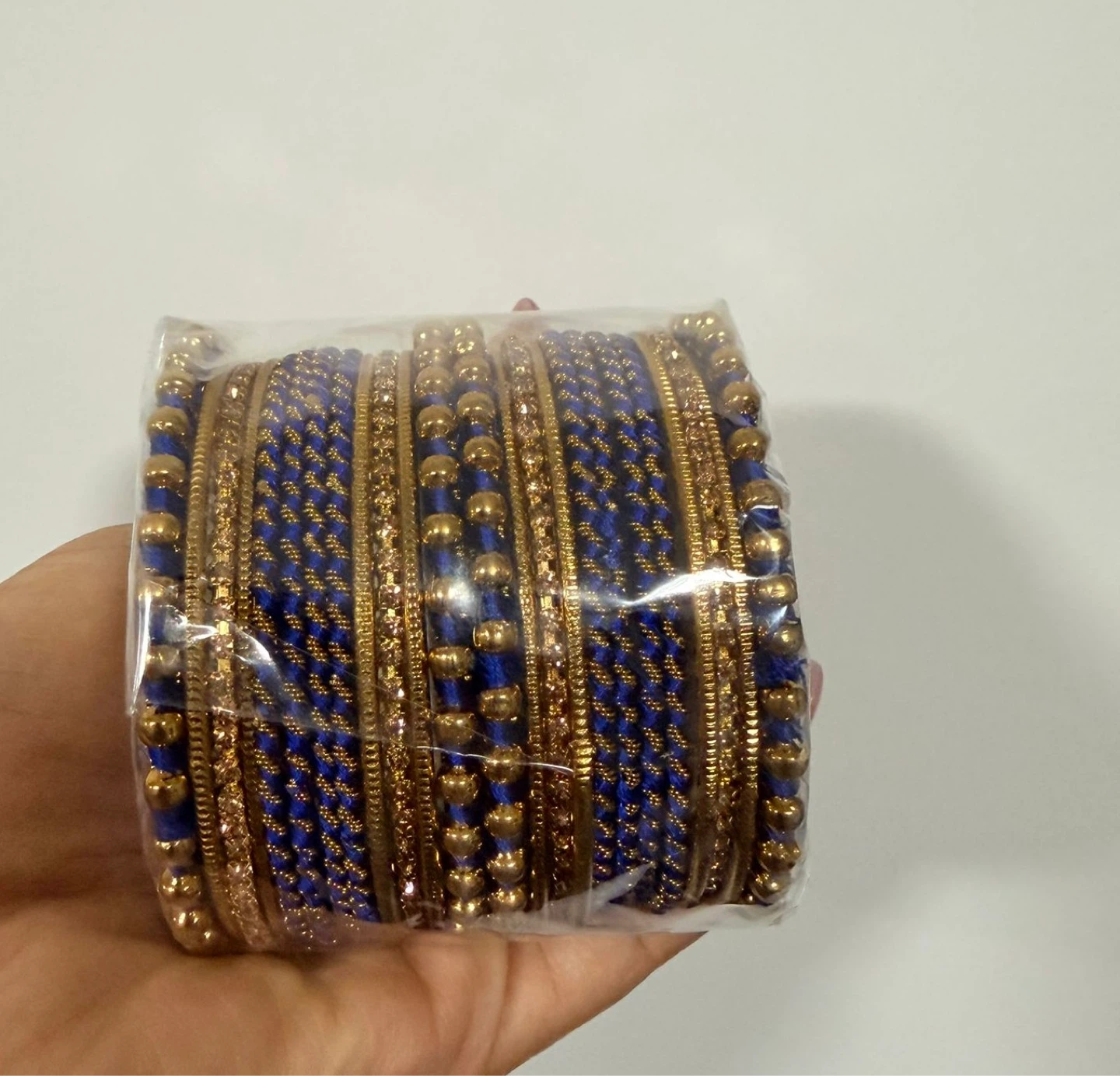 Blue and Gold Beaded Bangles Set - photo 2