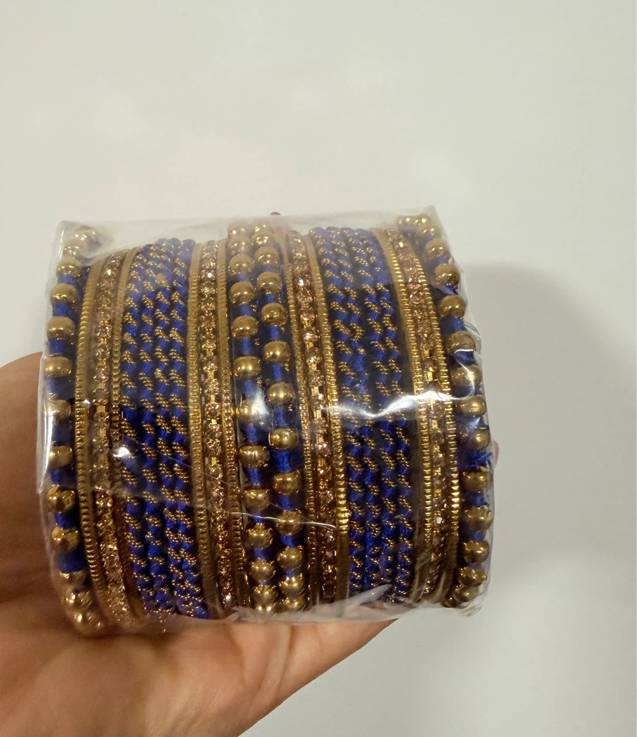 Blue and Gold Beaded Bangles Set - photo 3