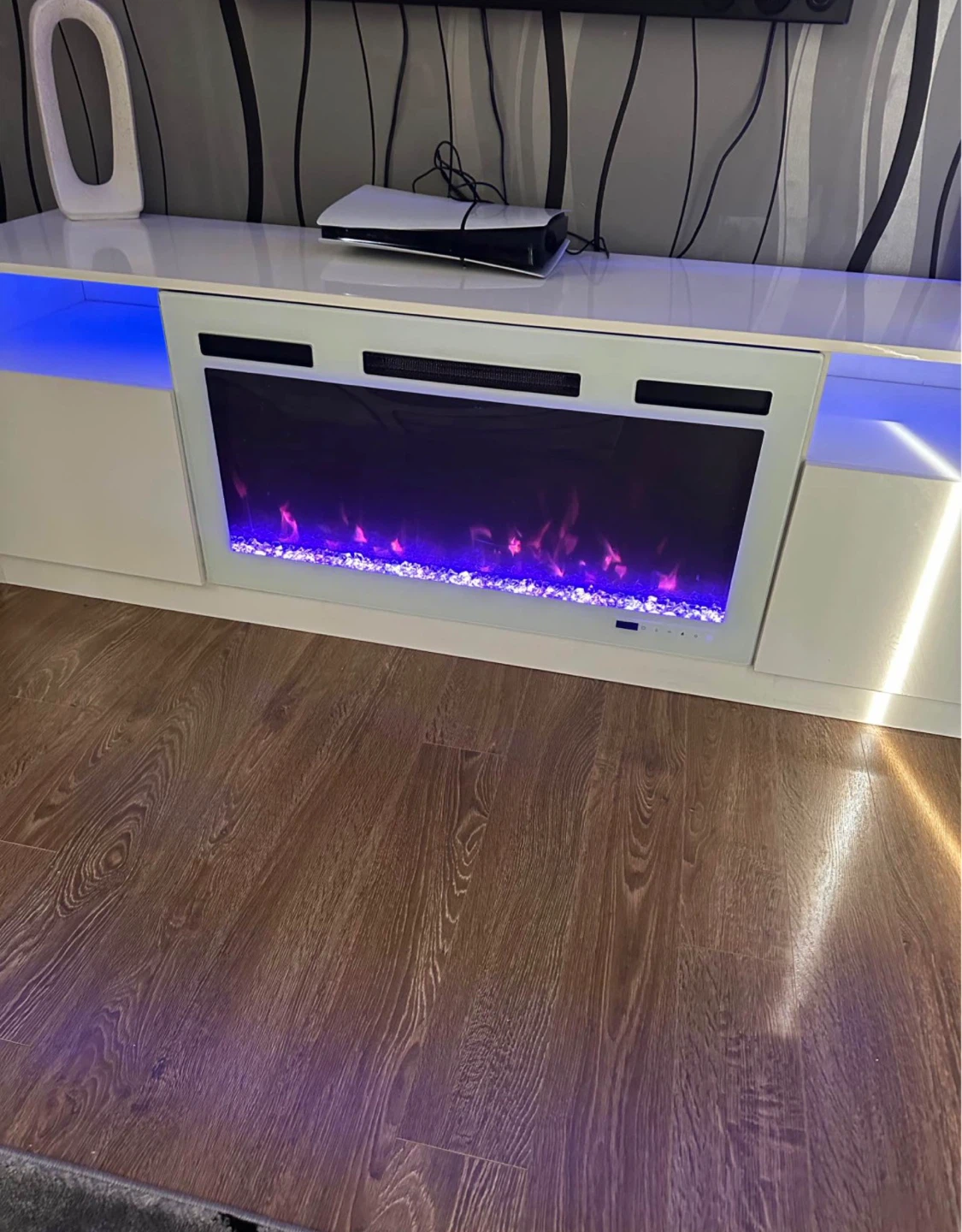 White Entertainment Unit with Electric Fireplace