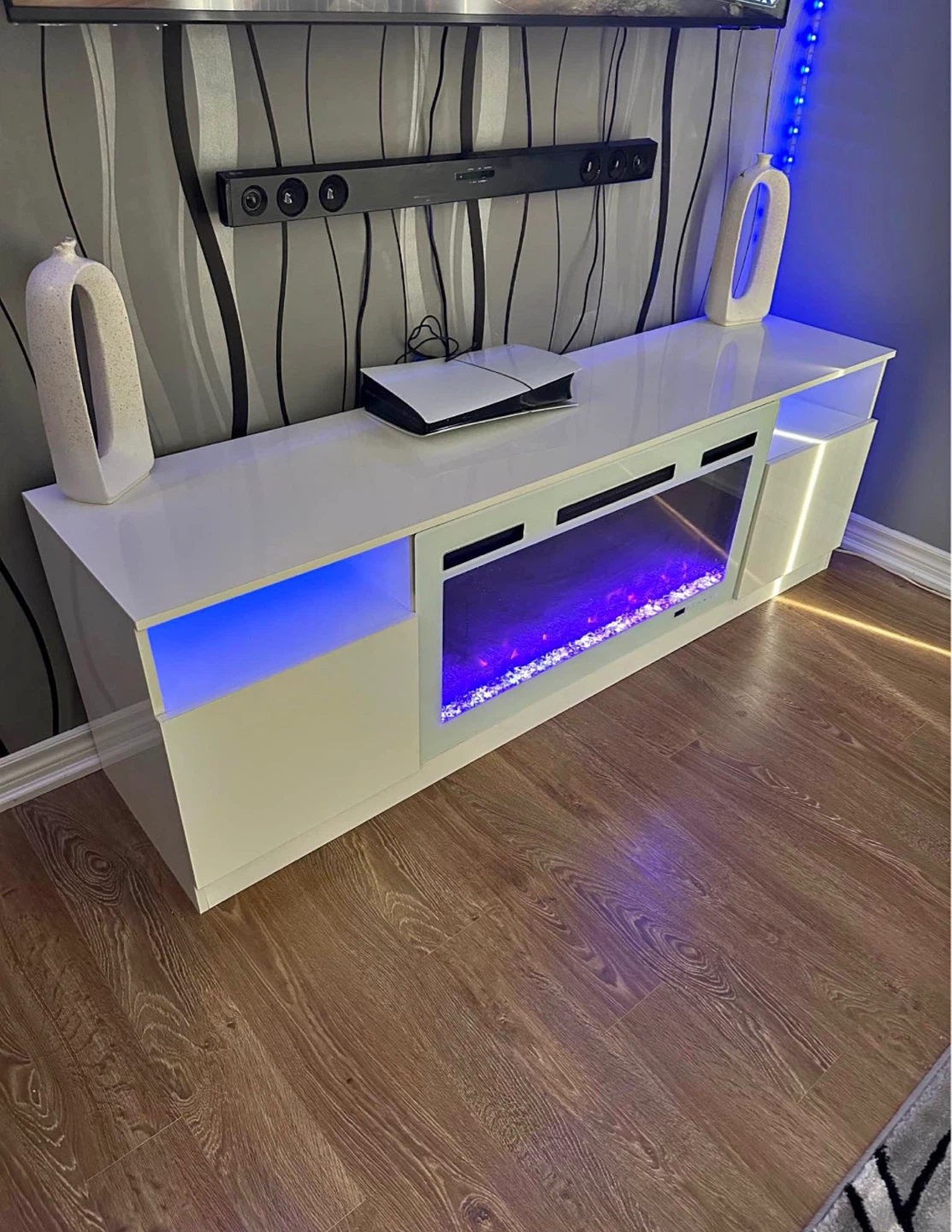 White Entertainment Unit with Electric Fireplace - photo 2