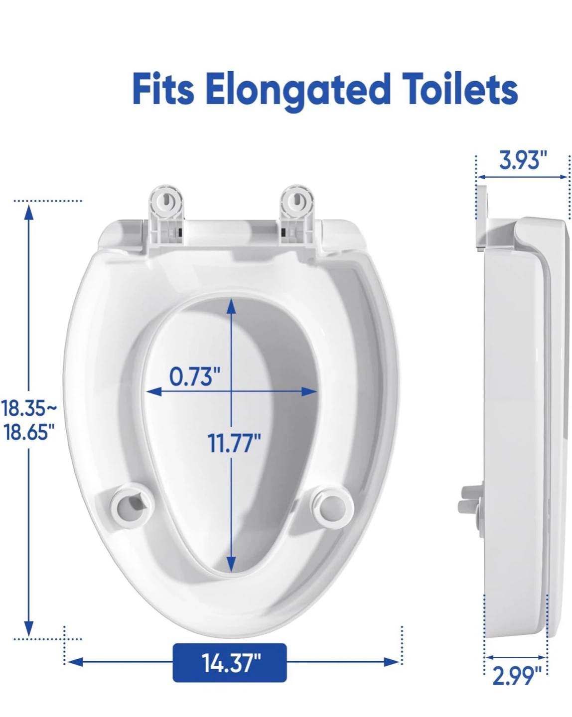 Raised Toilet Seat Elongated White 3 Inch High Soft Close TH3 - photo 3