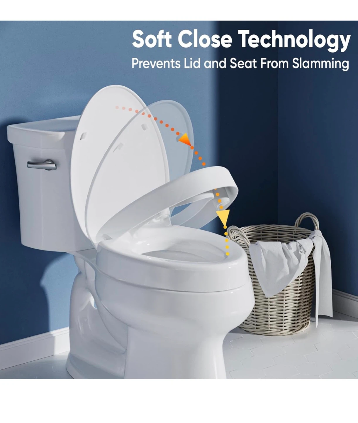 Raised Toilet Seat Elongated White 3 Inch High Soft Close TH3 - photo 5
