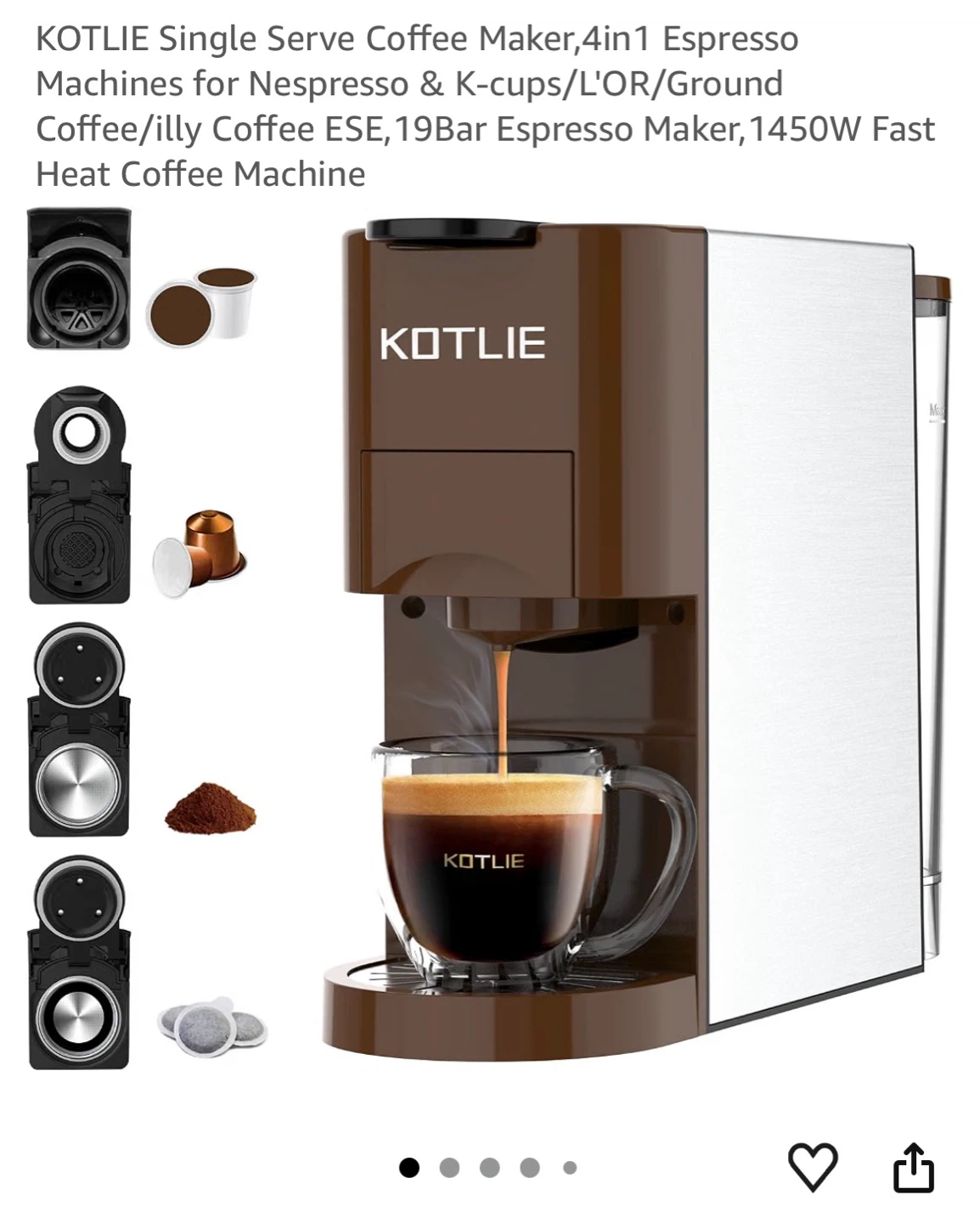 KOTLIE 4-in-1 Single Serve Coffee Maker