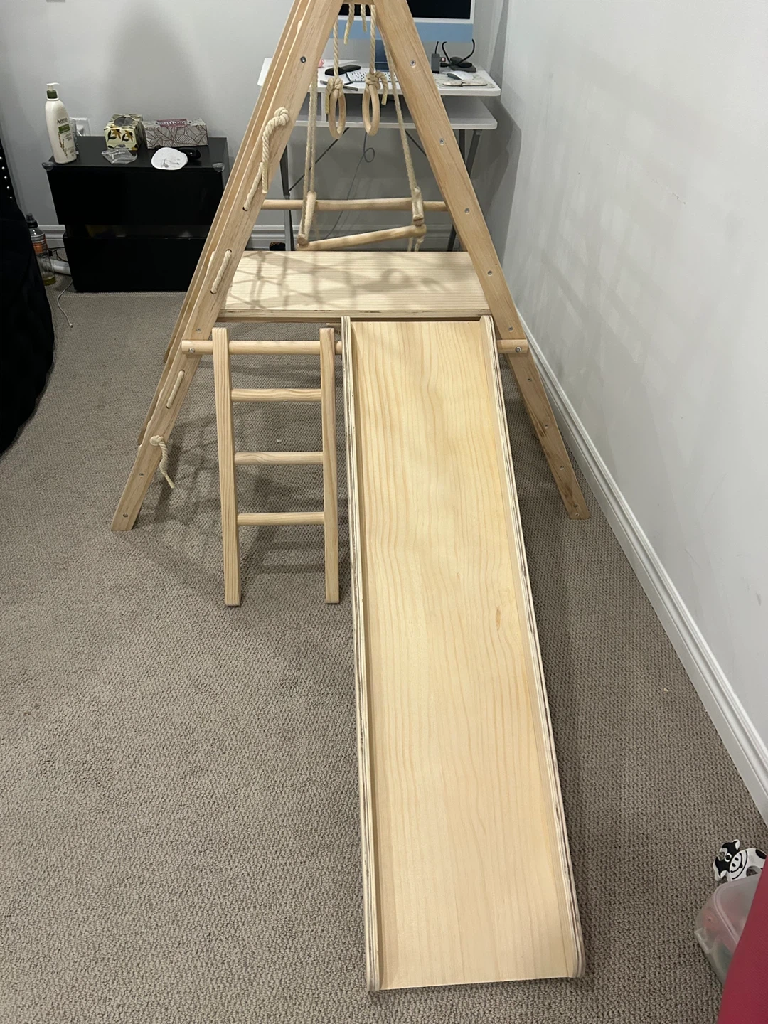 Wooden Pikler Triangle Play Structure with Slide - photo 4