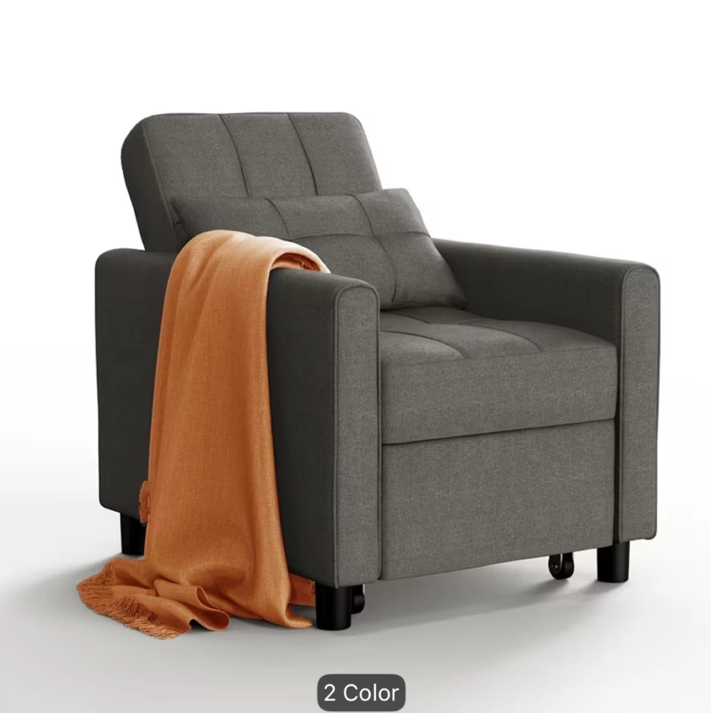 Dark Gray Convertible Sofa Chair Bed
