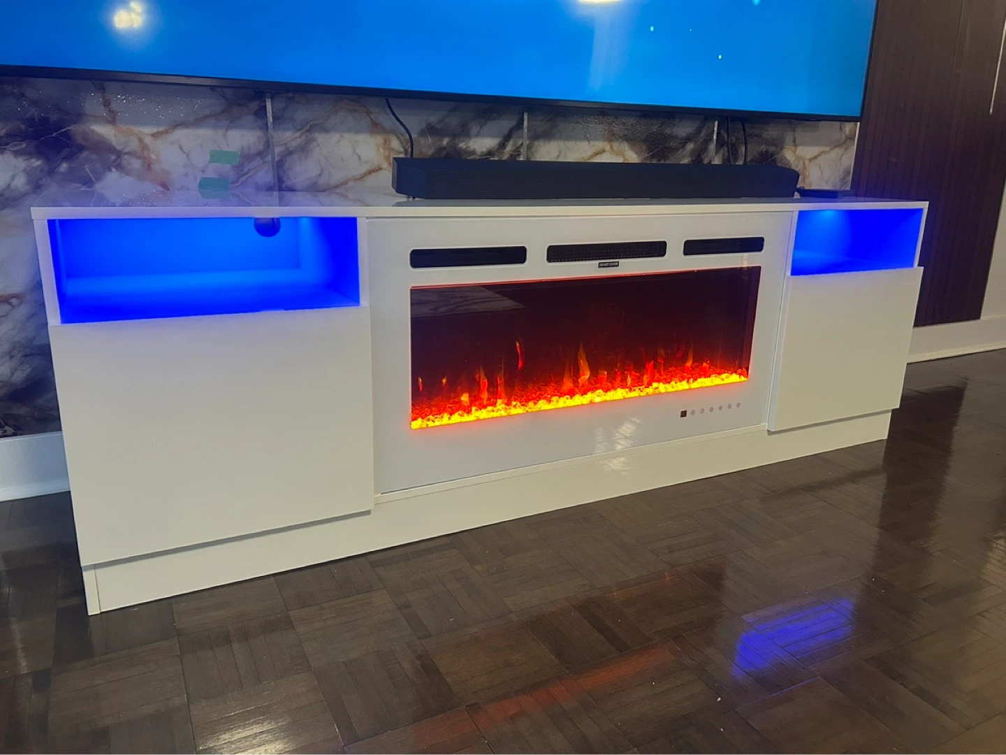 White Entertainment Unit with Electric Fireplace - photo 3