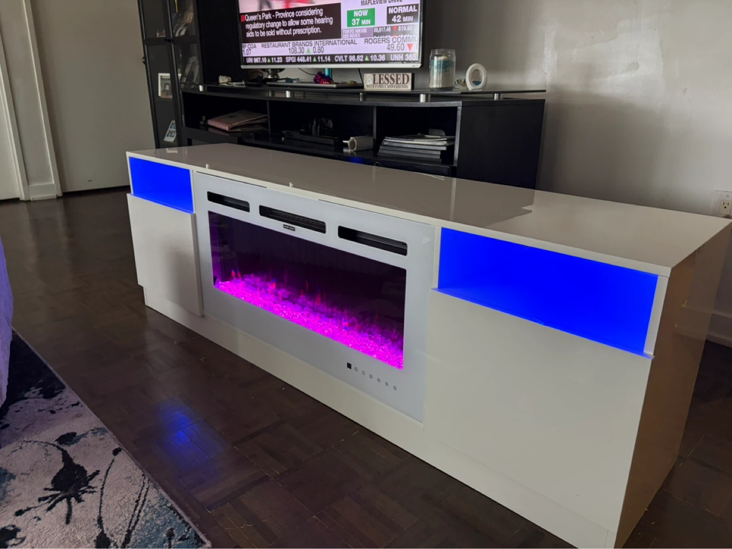 White Entertainment Unit with Electric Fireplace