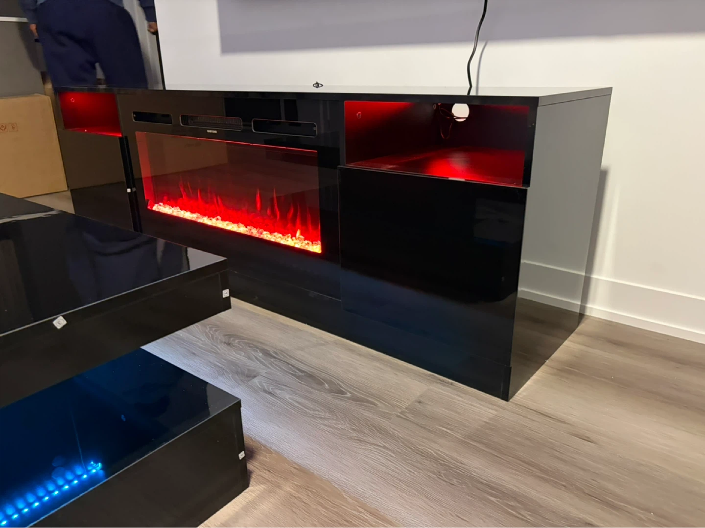 White Entertainment Unit with Electric Fireplace - photo 2