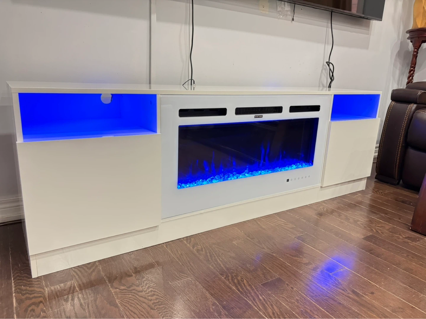 White Entertainment Unit with Electric Fireplace - photo 4