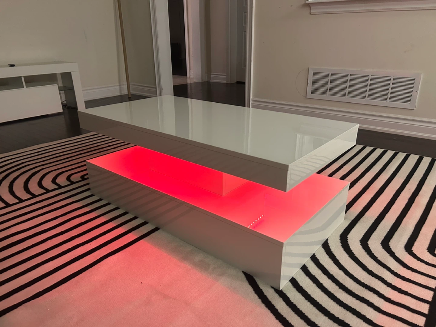 Modern White Coffee Table with LED Lights