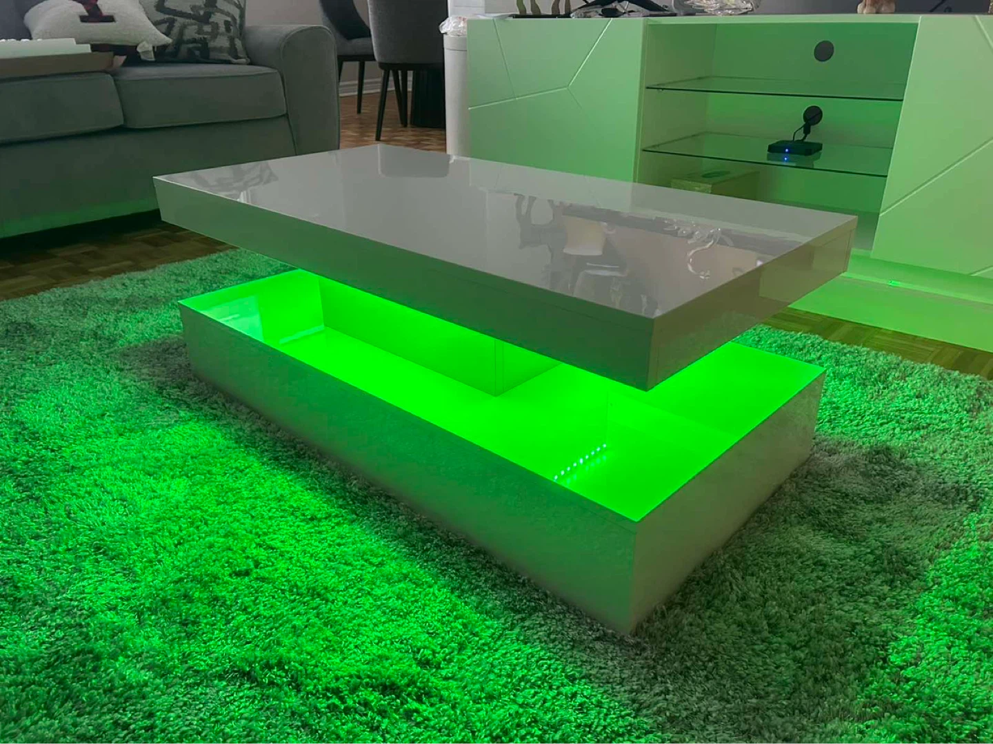Modern White Coffee Table with LED Lights - photo 3