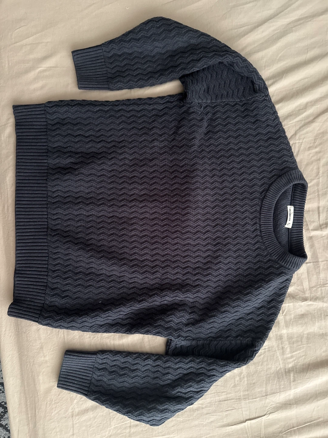 Vicunaview Navy Blue Textured Sweater