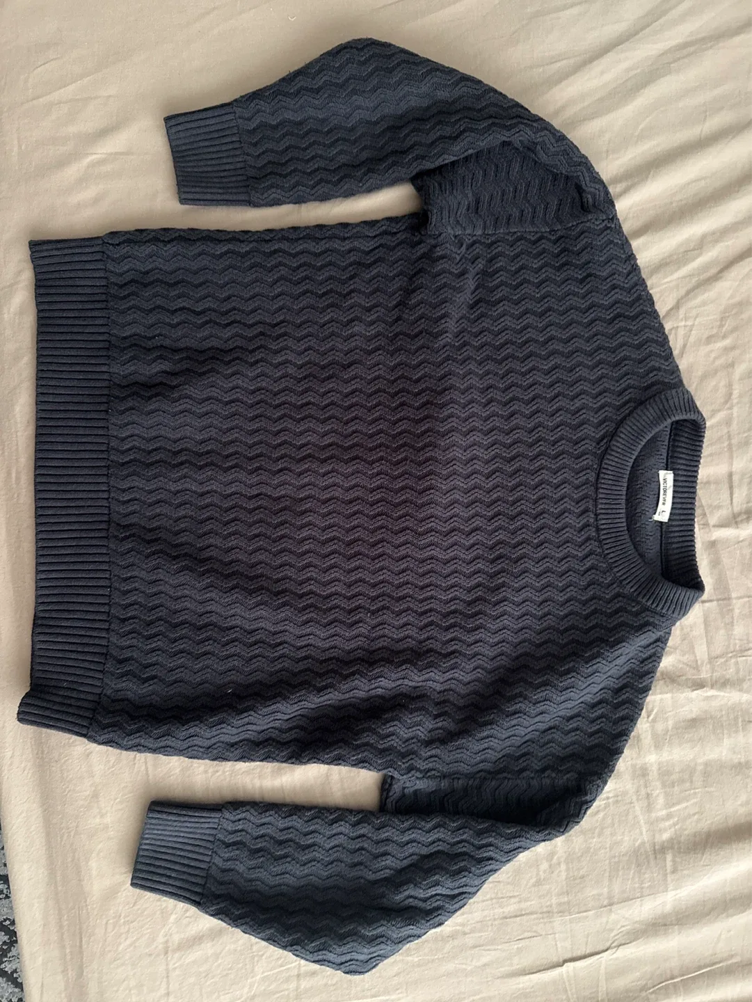 Vicunaview Navy Blue Textured Sweater
