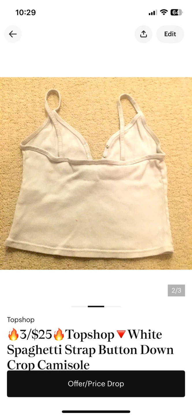 Topshop White Spaghetti Strap 3 Crop Camisole - photo 2