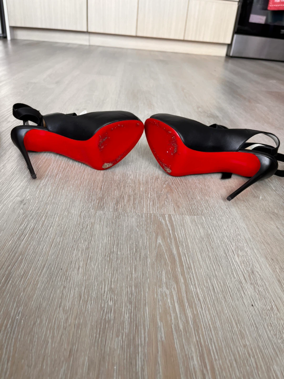Christian Louboutin Black Leather Strappy Heels - photo 4
