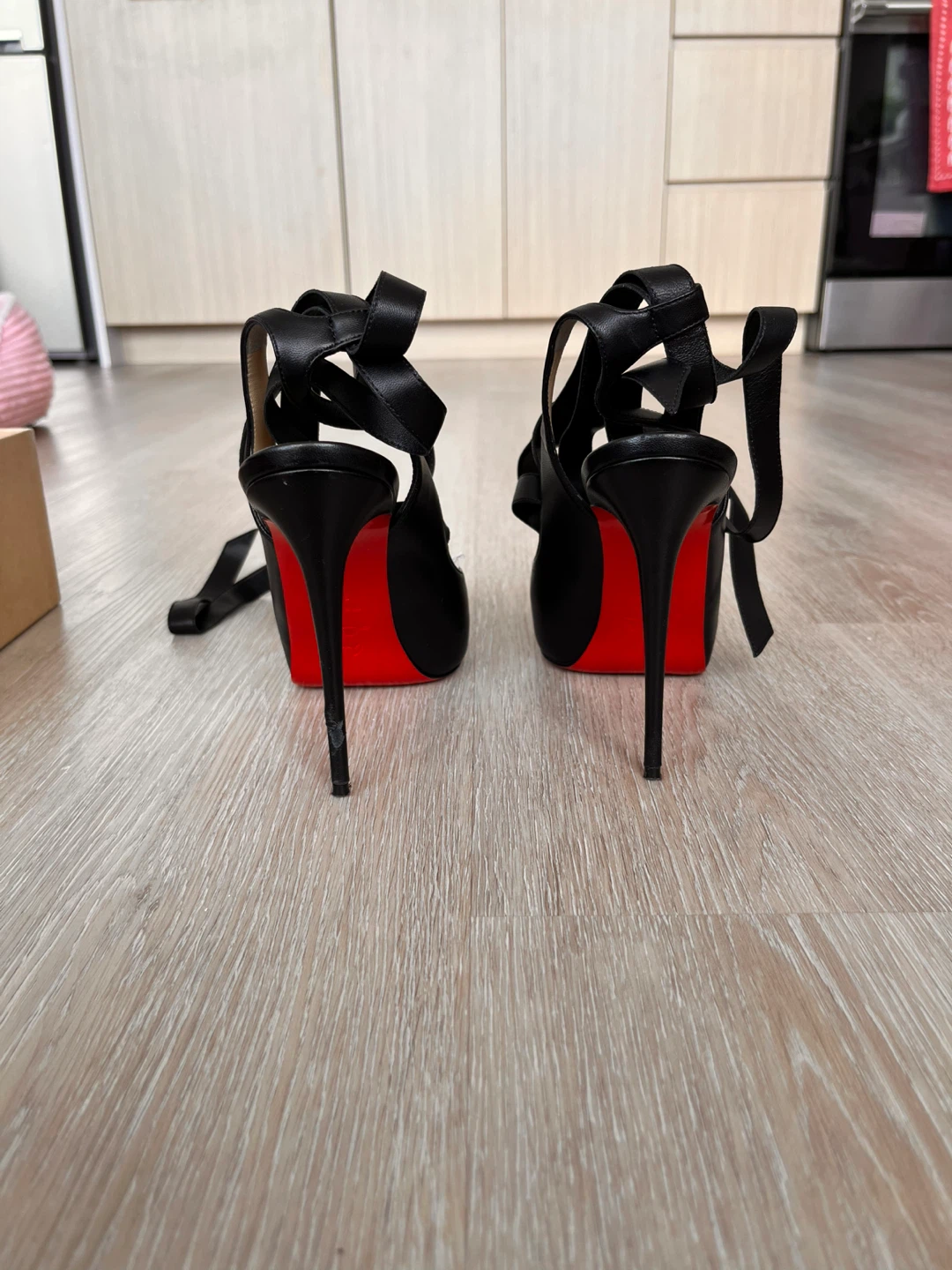 Christian Louboutin Black Leather Strappy Heels - photo 3