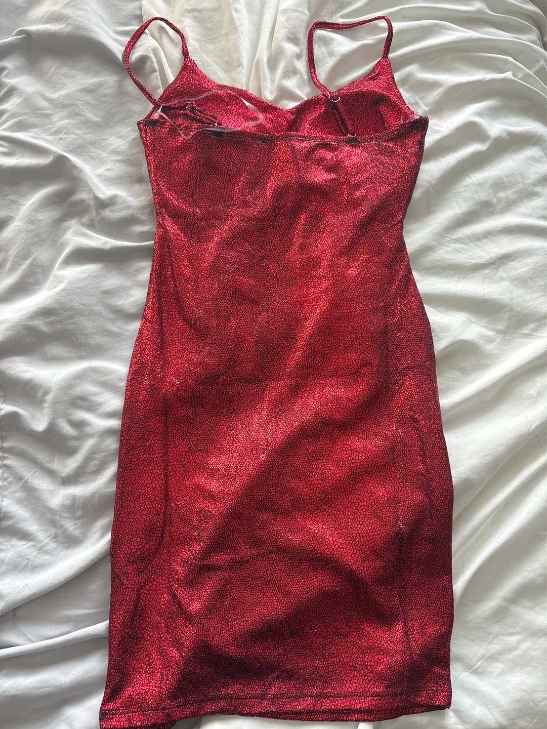 Red Metallic Bodycon Spaghetti Strap Dress - photo 2