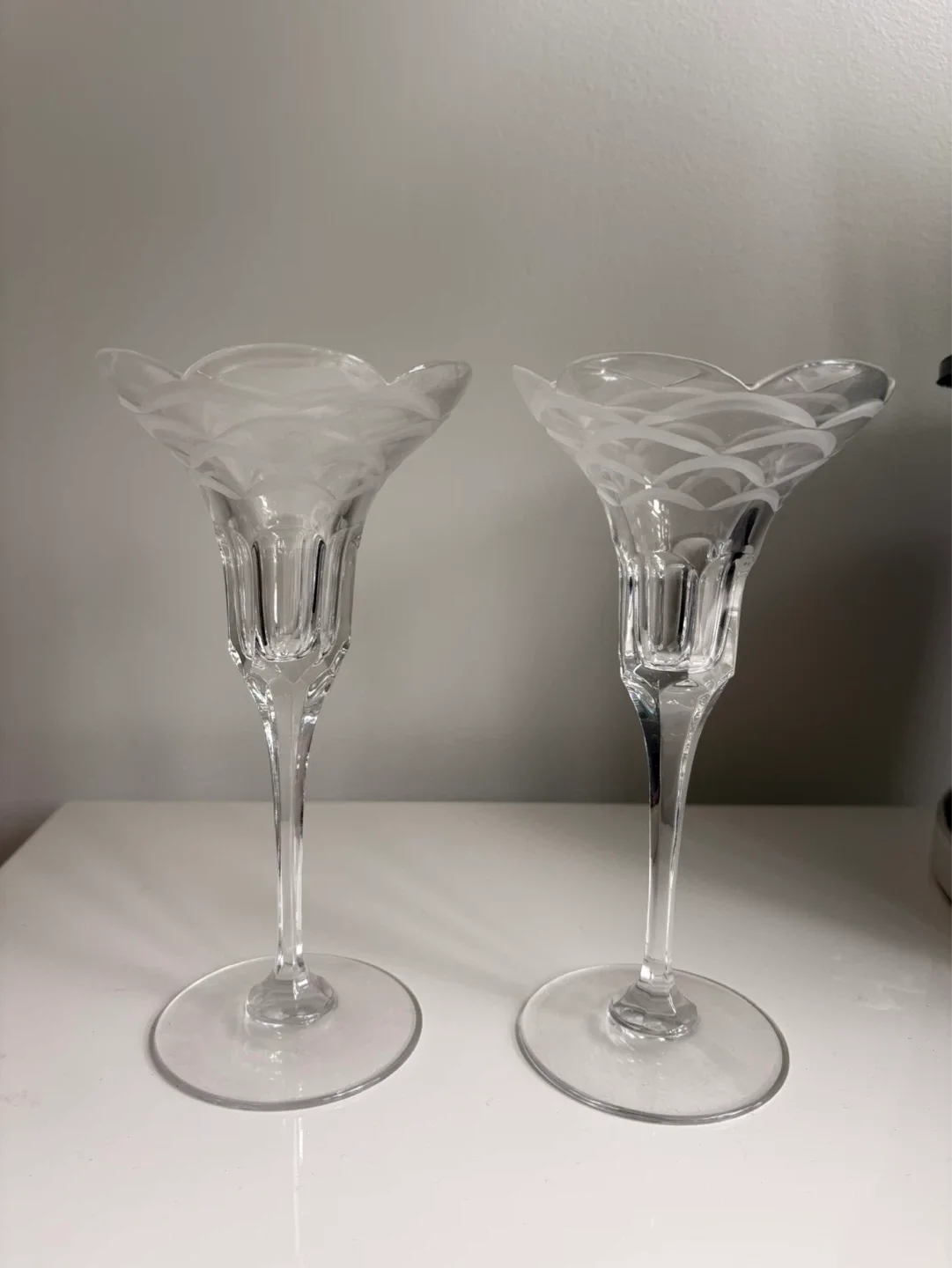 ⚽️Set of 2 Vintage Crystal Flower Candlesticks