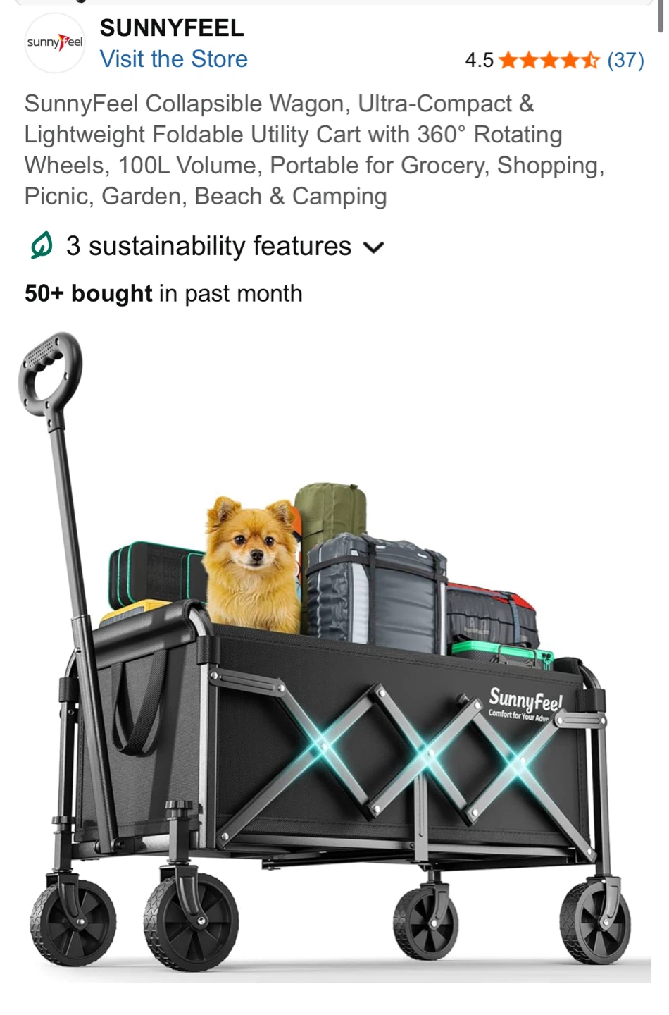 Sunnyfeel Collapsible Wagon - 100L Volume