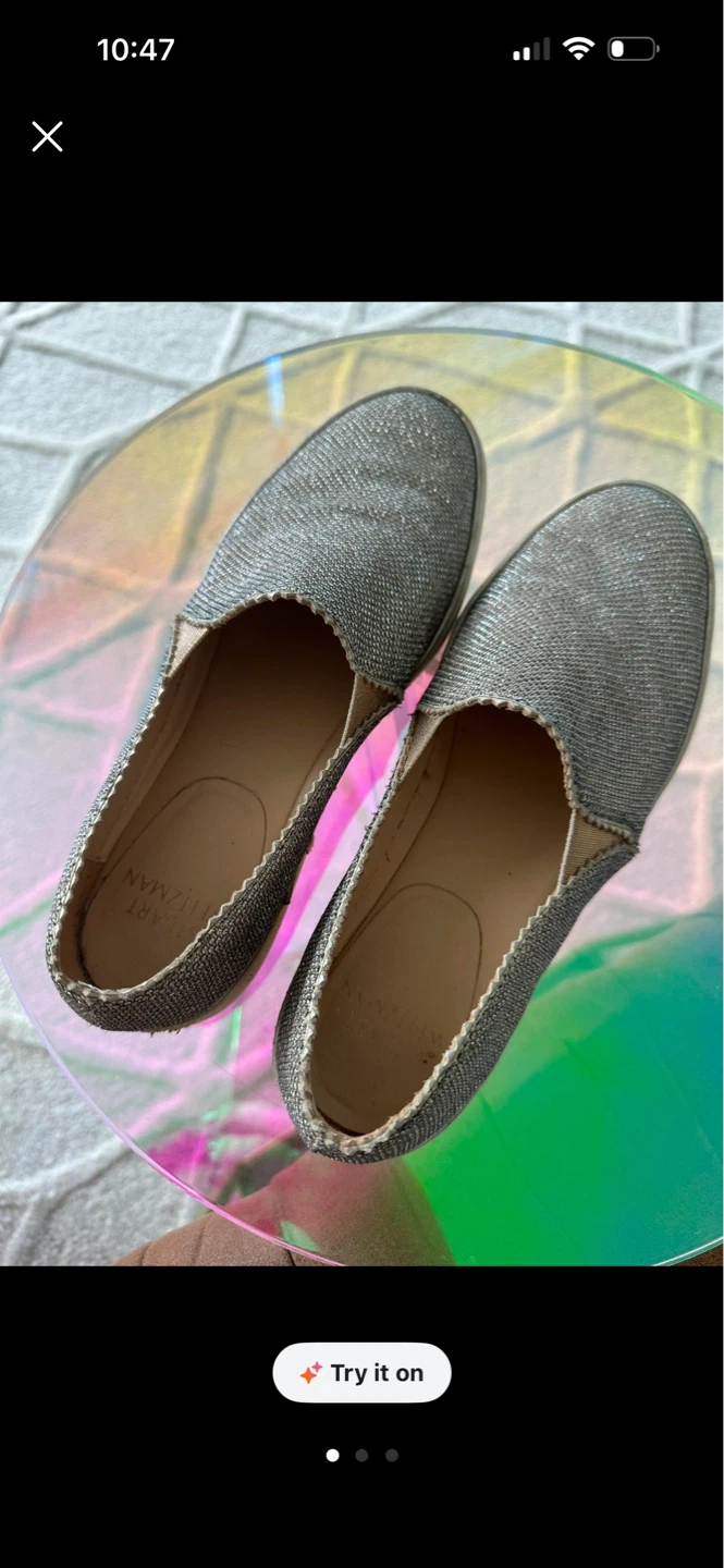 Stuart Weitzman Silver Sparkle Slip-On Sneakers ⚽️