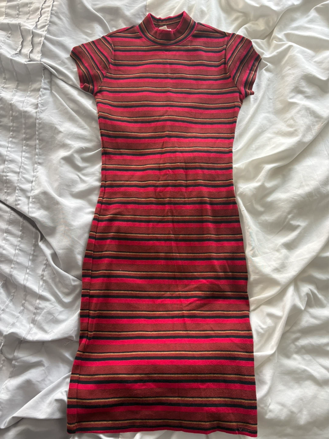 Striped Mock Neck Mini Dress