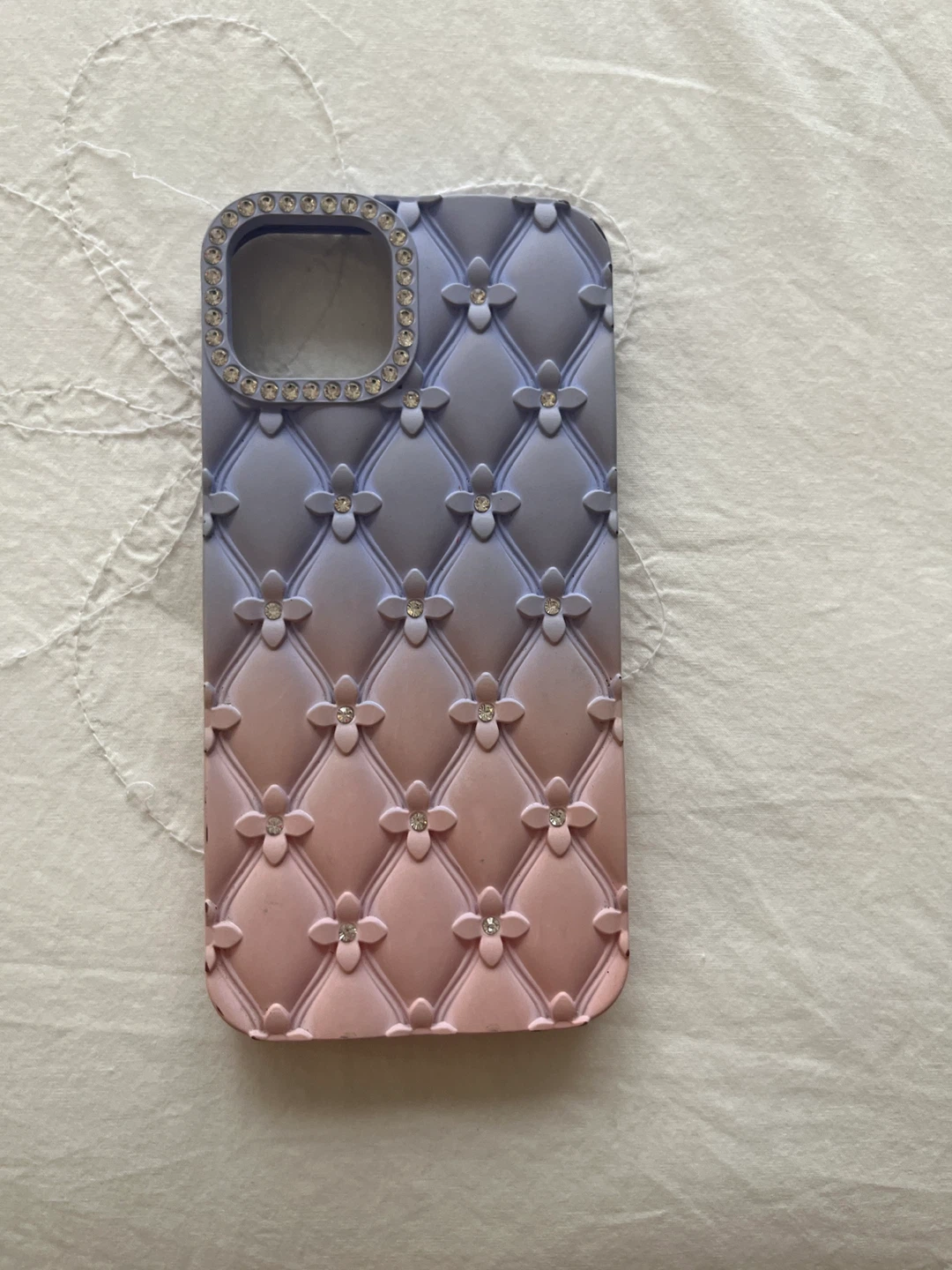 Phone Case with Rhinestone Camera Trim