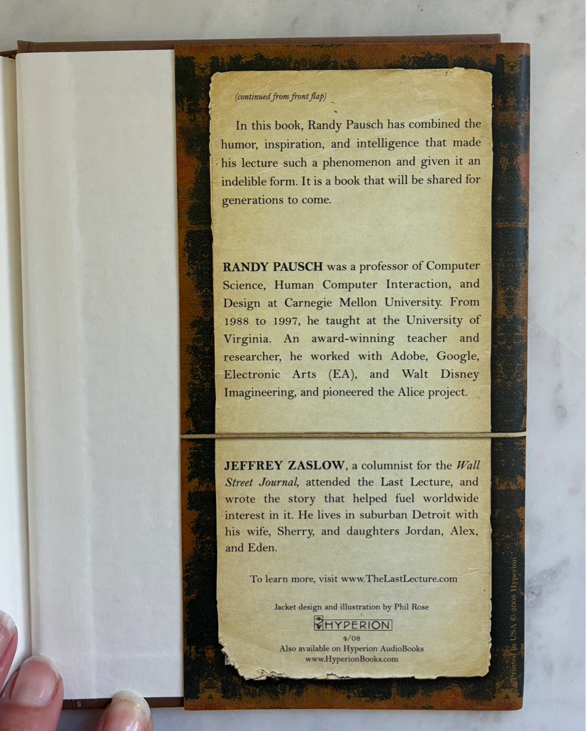 Hardcover book: The Last Lecture by Randy Pausch - photo 4