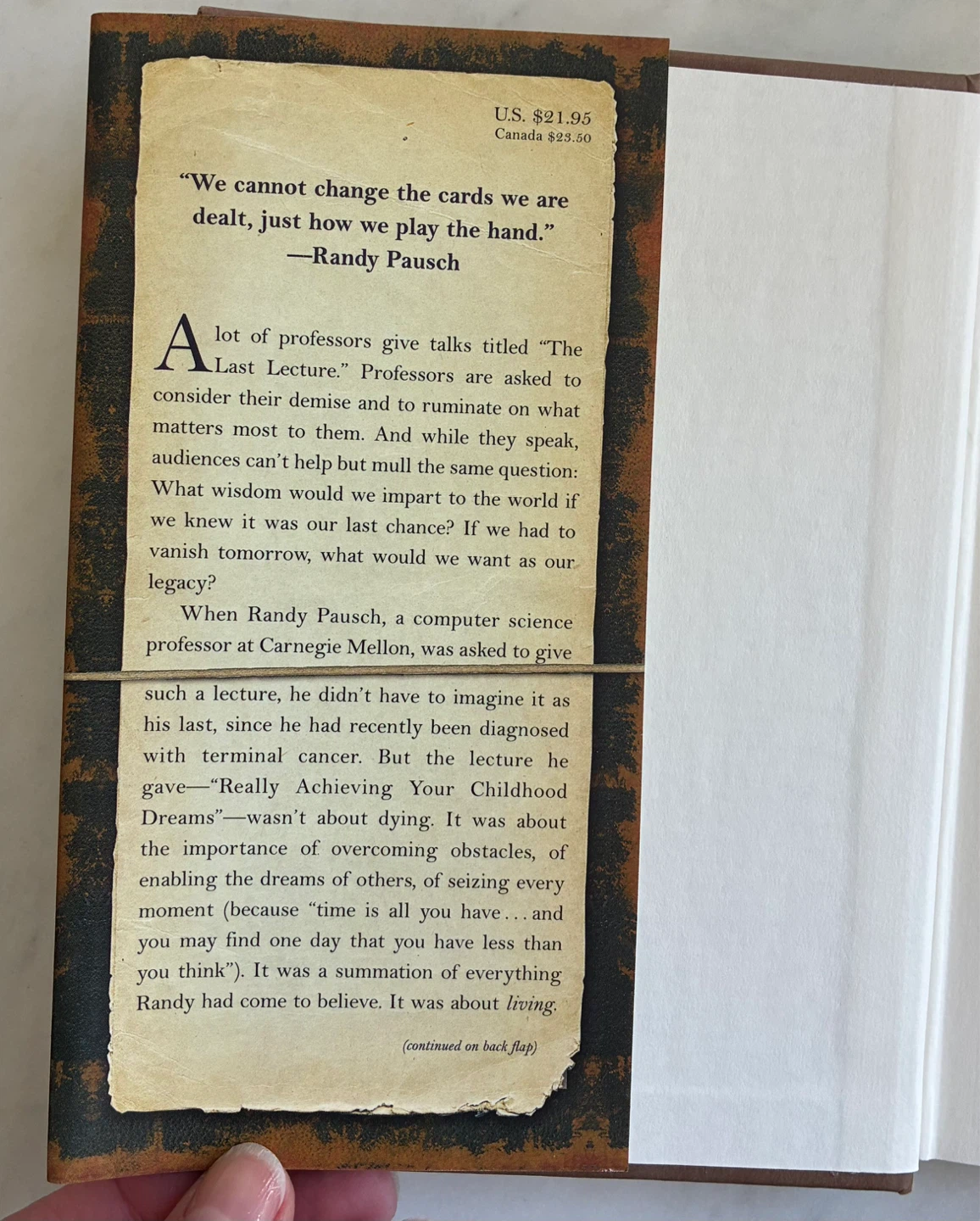 Hardcover book: The Last Lecture by Randy Pausch - photo 3