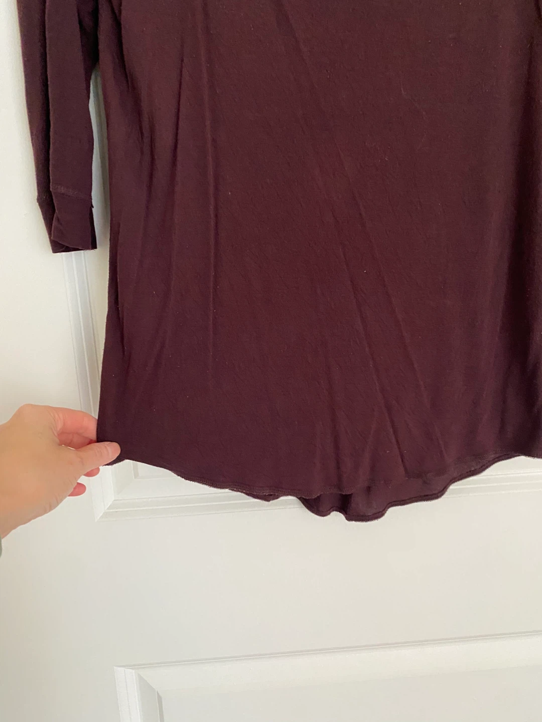 Wilfred Free Burgundy Viscose 3/4 Sleeve Top Size S ⚽️ - photo 3