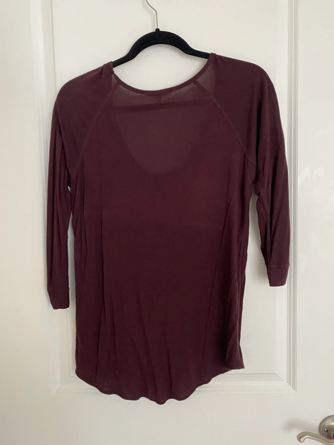Wilfred Free Burgundy Viscose 3/4 Sleeve Top Size S ⚽️ - photo 4