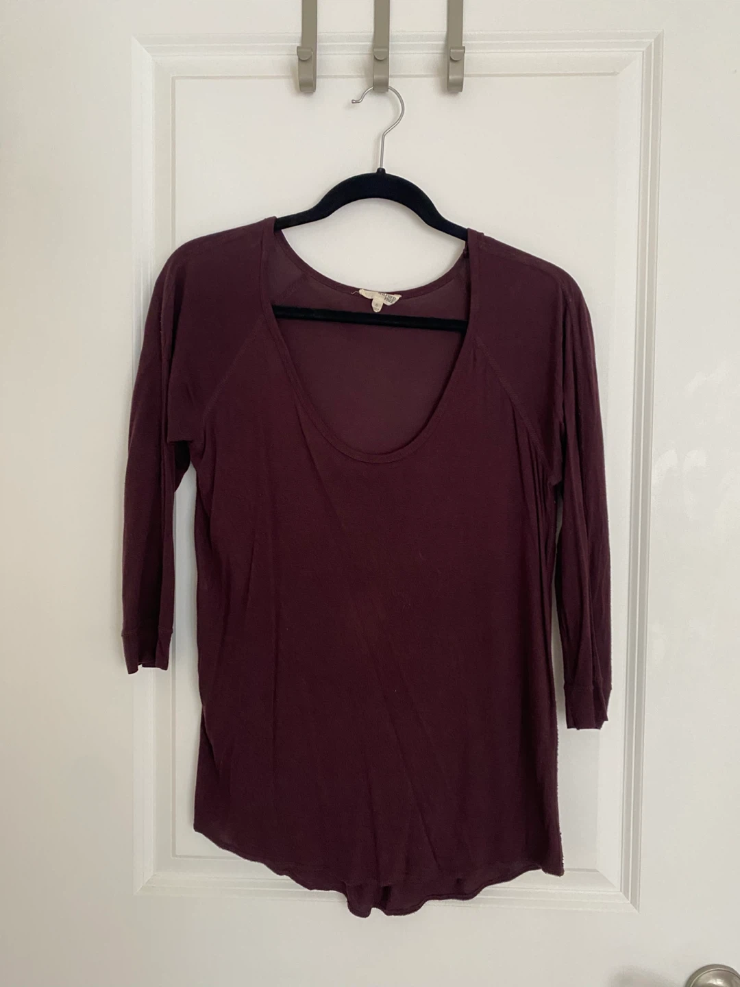 Wilfred Free Burgundy Viscose 3/4 Sleeve Top Size S ⚽️