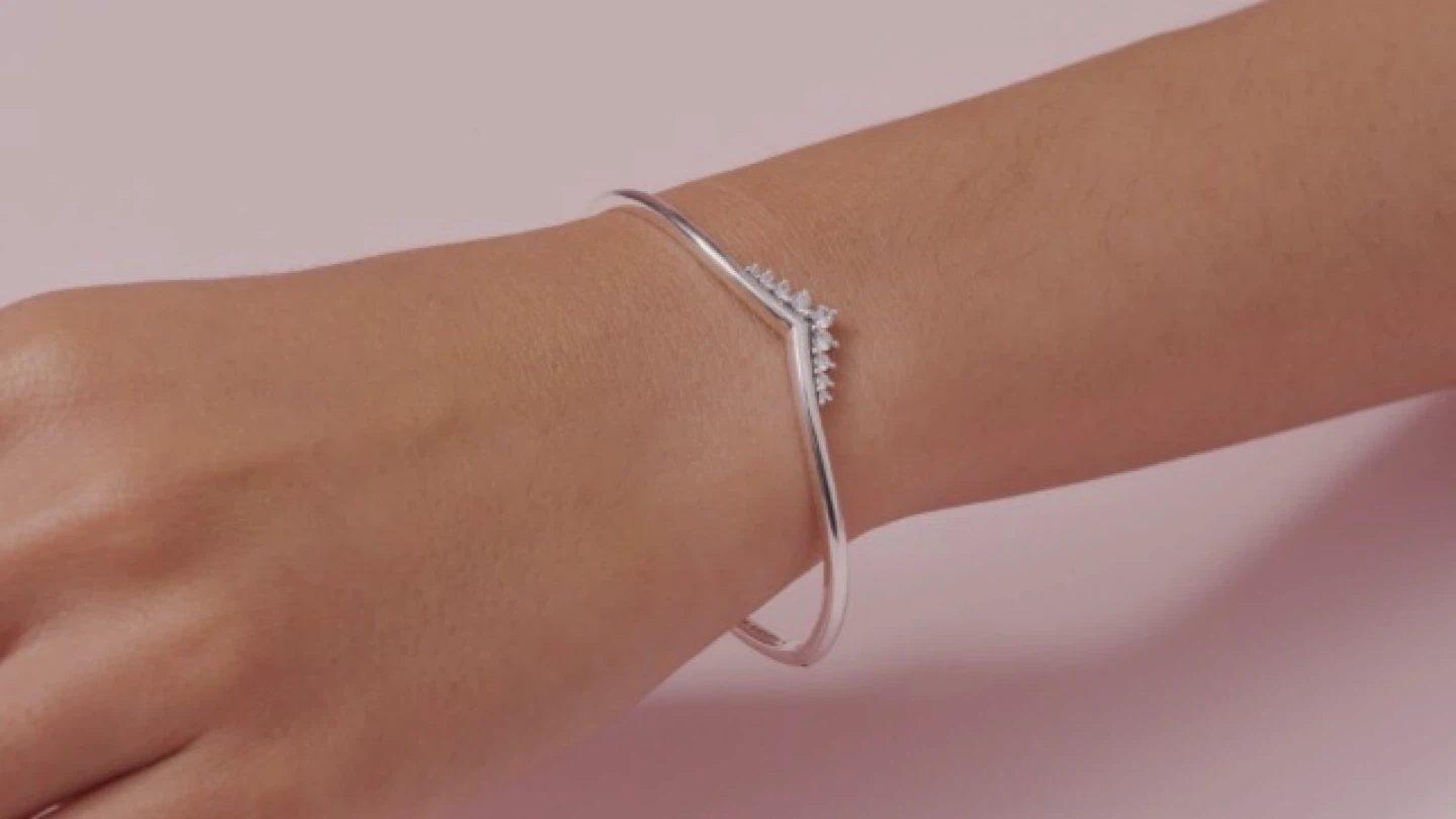 Pandora Wishbone Bangle Bracelet Sterling Silver