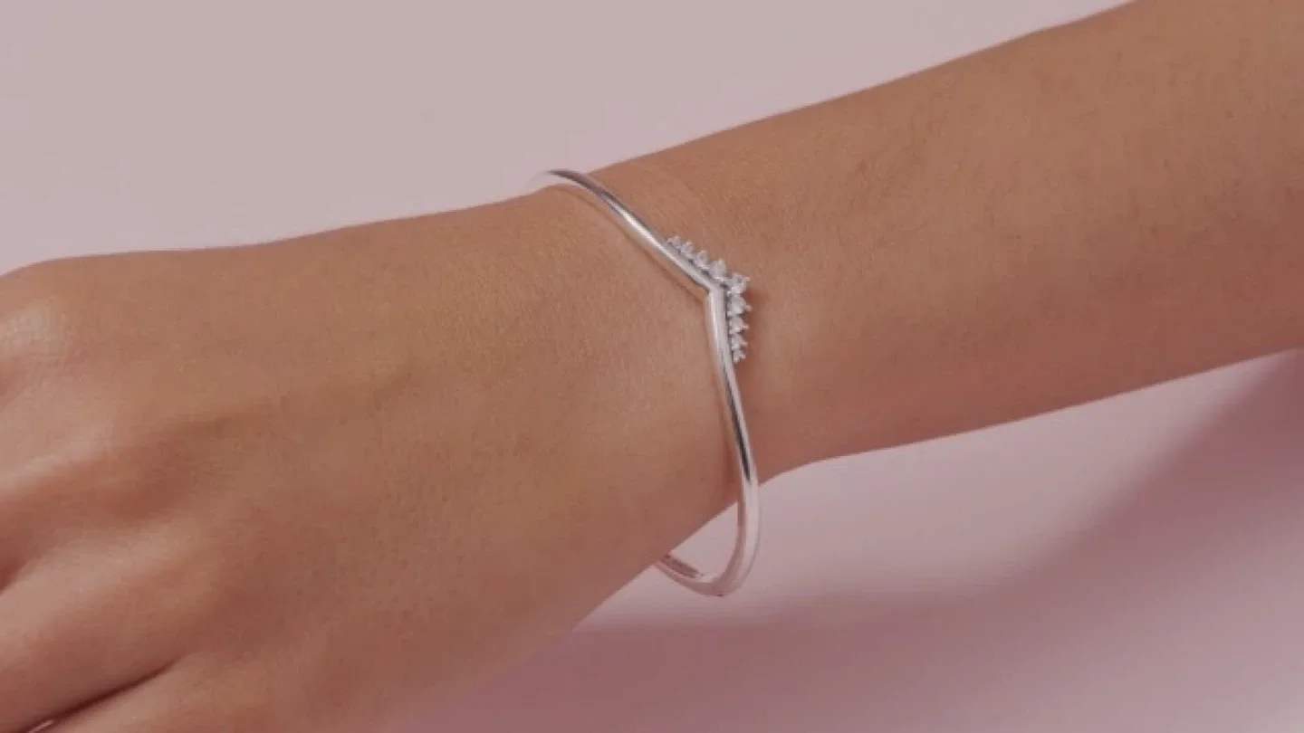 Pandora Wishbone Bangle Bracelet Sterling Silver