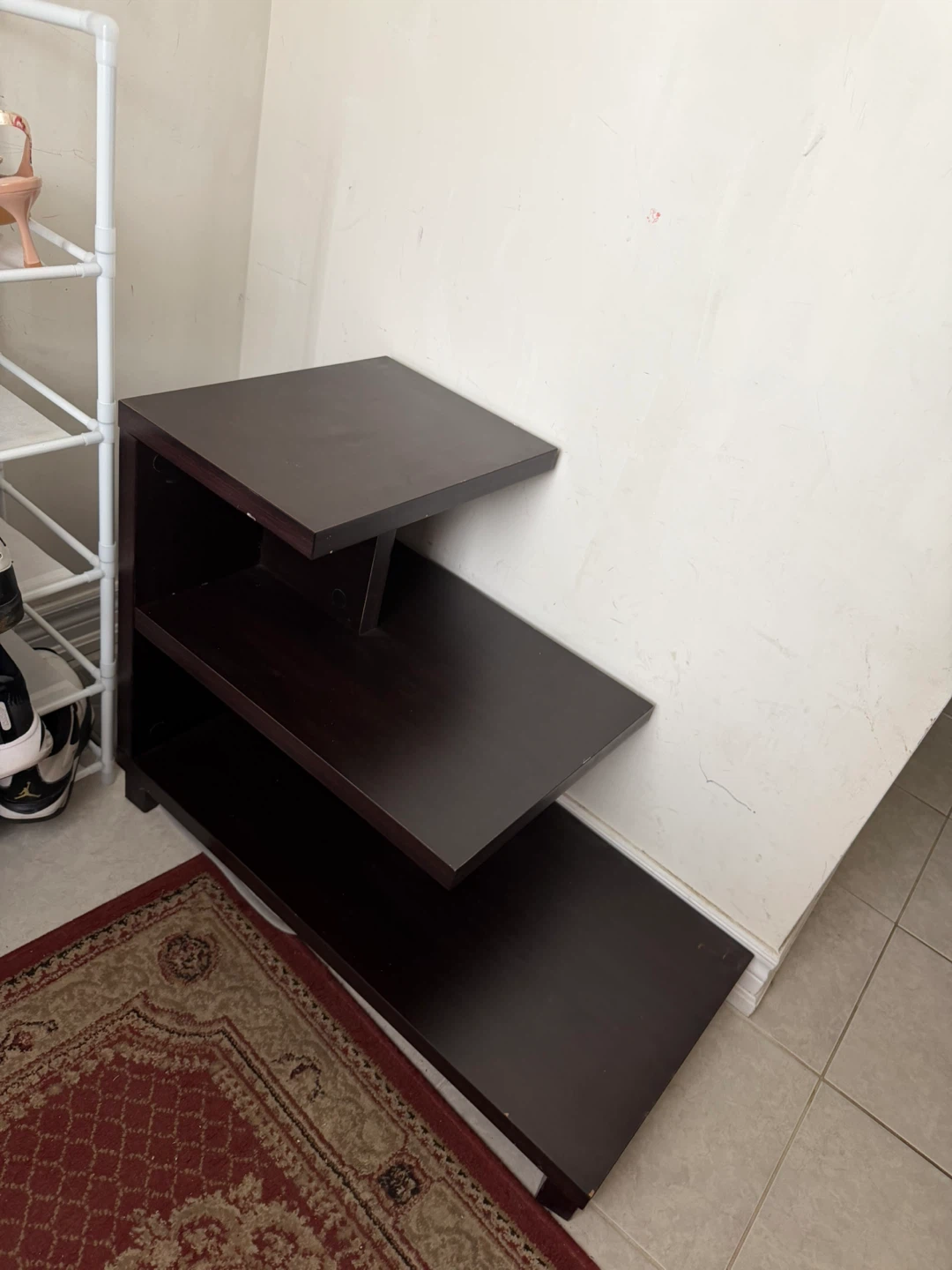 Dark Brown 3-Tier Corner Shelf Unit