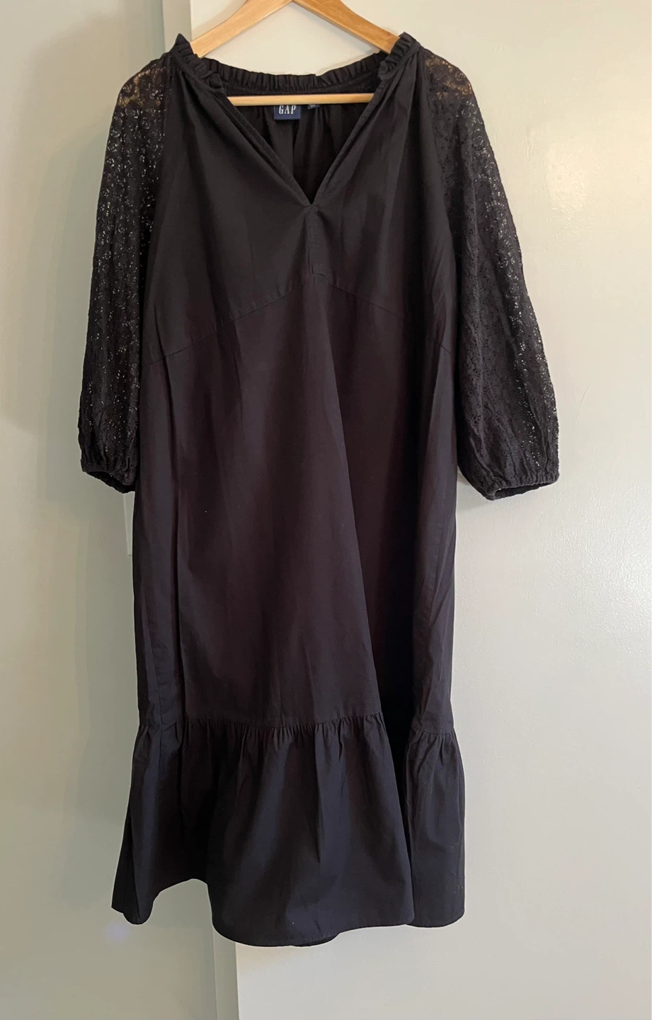 Gap Black Lace Sleeve Midi Dress ⚽ - photo 3
