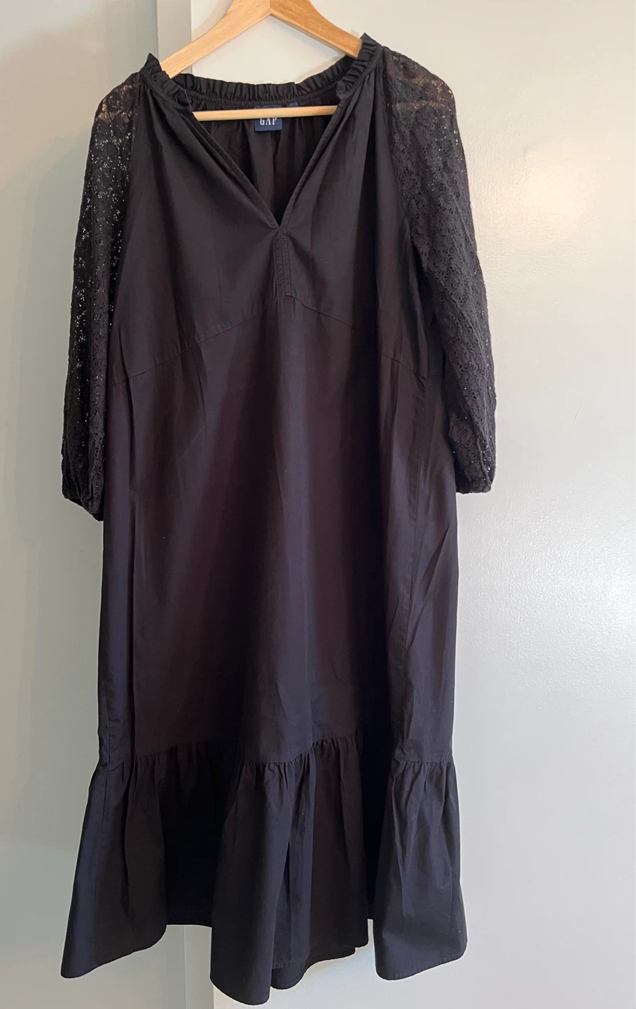 Gap Black Lace Sleeve Midi Dress ⚽ - photo 2