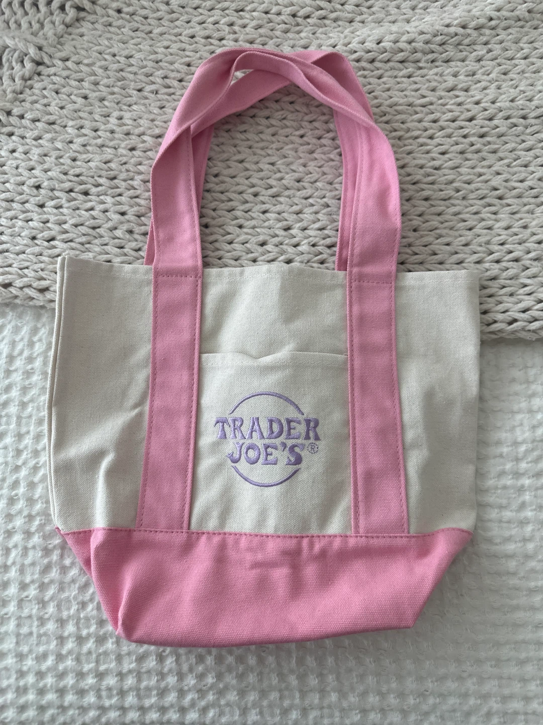 Trader Joe's mini Canvas Tote Bag - Pink ⚽️