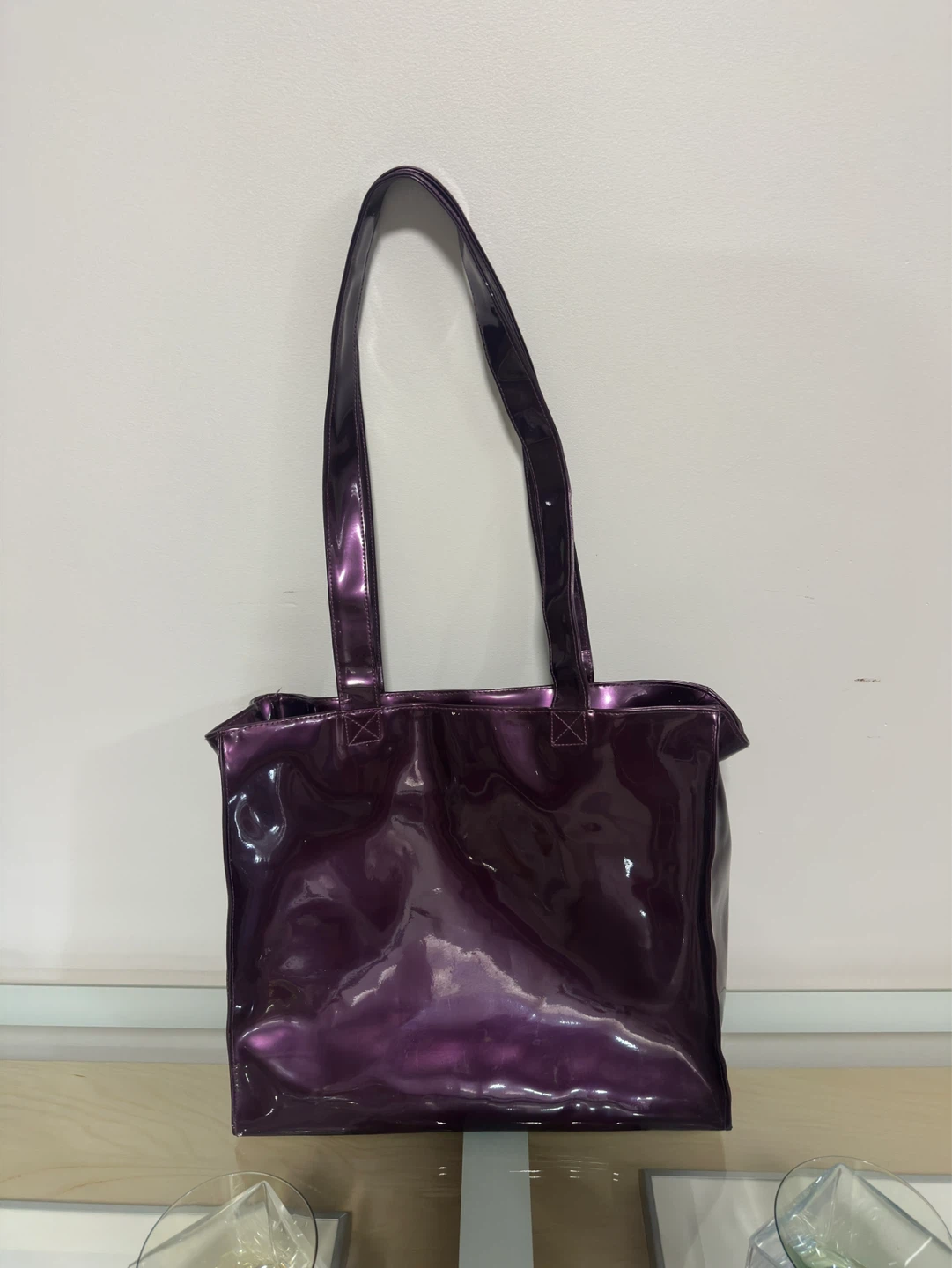 Vintage Purple patent tote bag