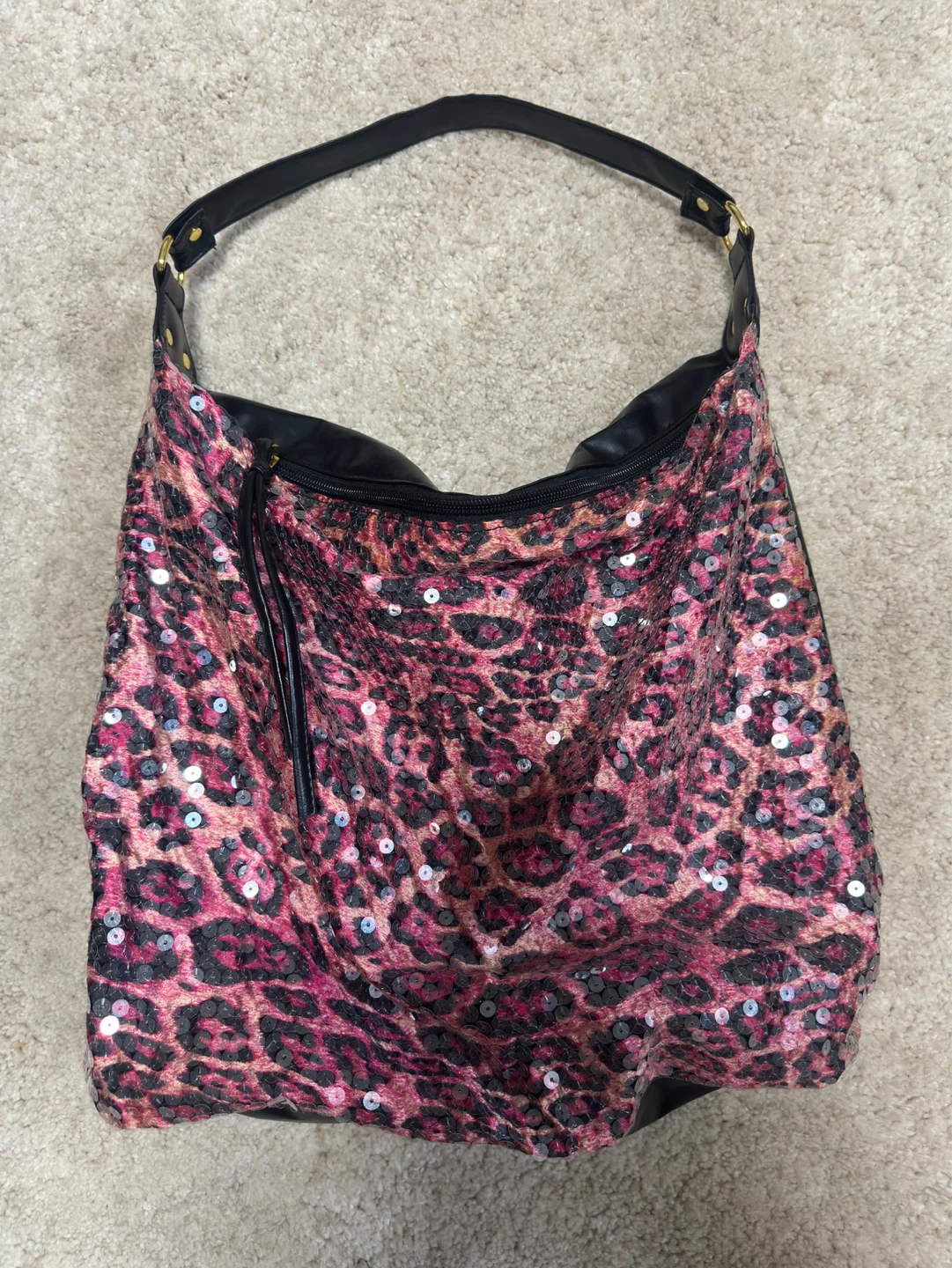 y2k Bongo Leopard Sequin Shoulder Bag