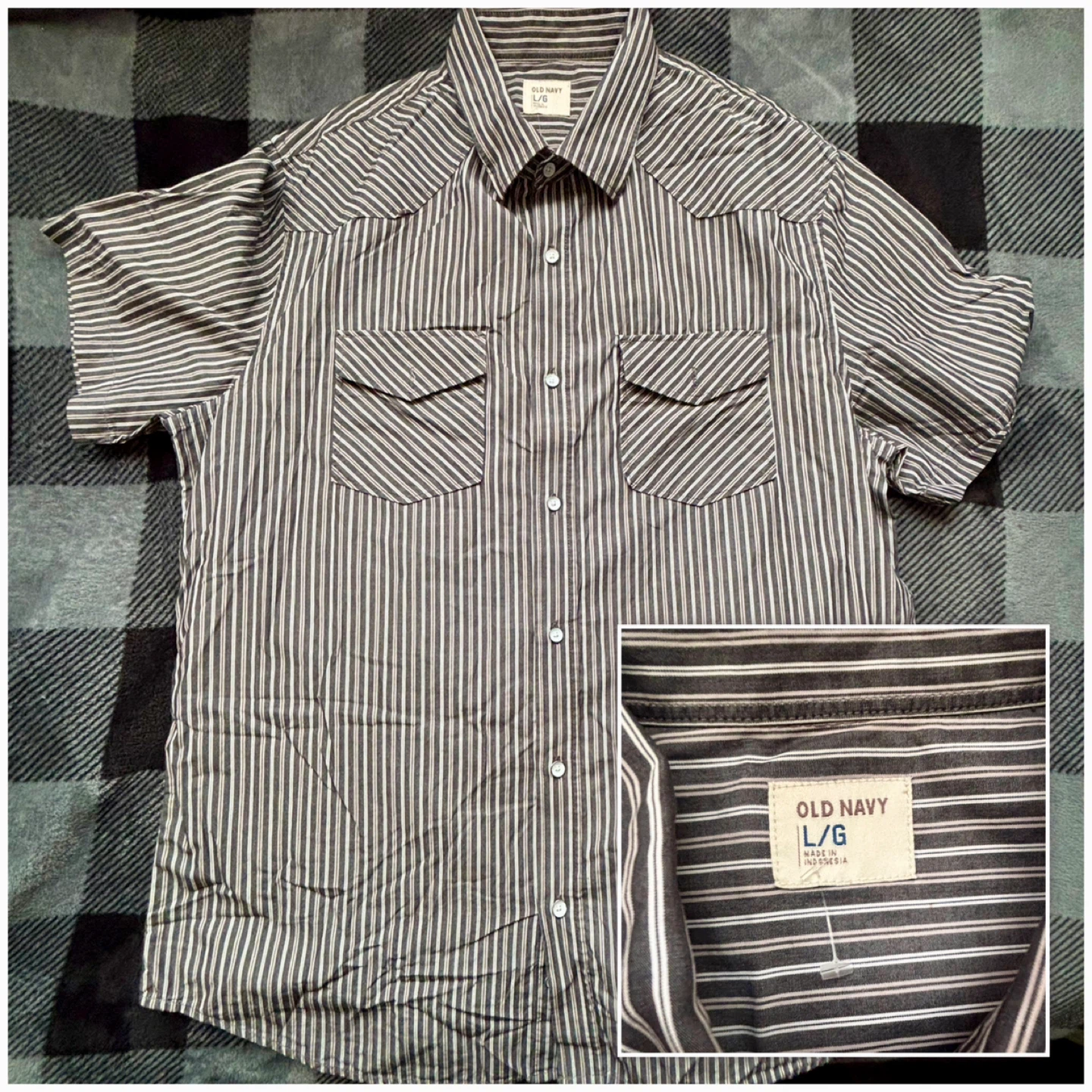 Old Navy - Striped Short Sleeve Shirt - *Size Men Large*