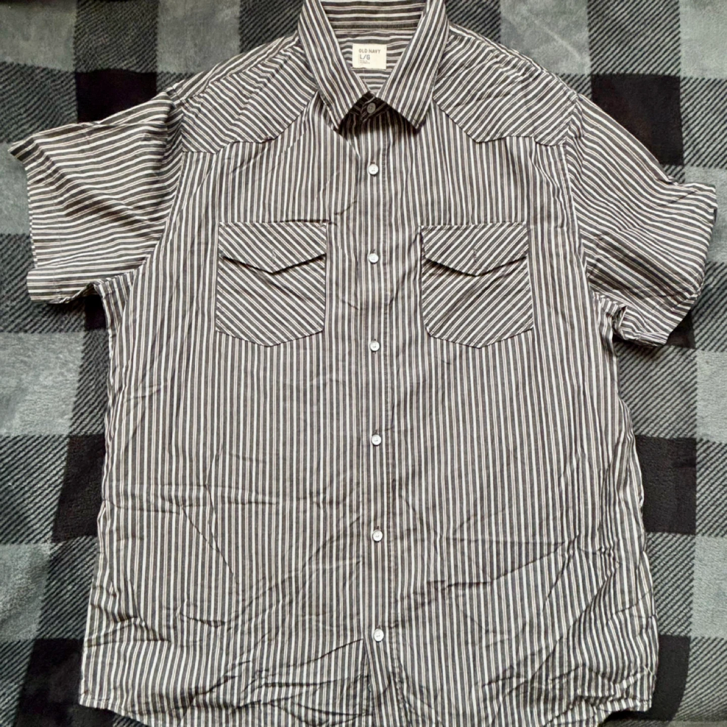 Old Navy - Striped Short Sleeve Shirt - *Size Men Large* - photo 2