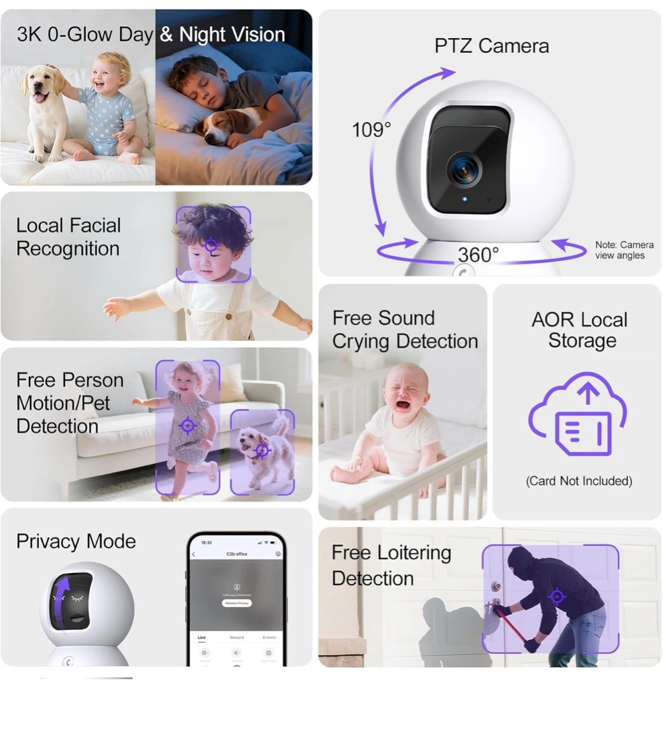 CINMOORE C2U Security Camera Indoor 2-Pack 3K - photo 2