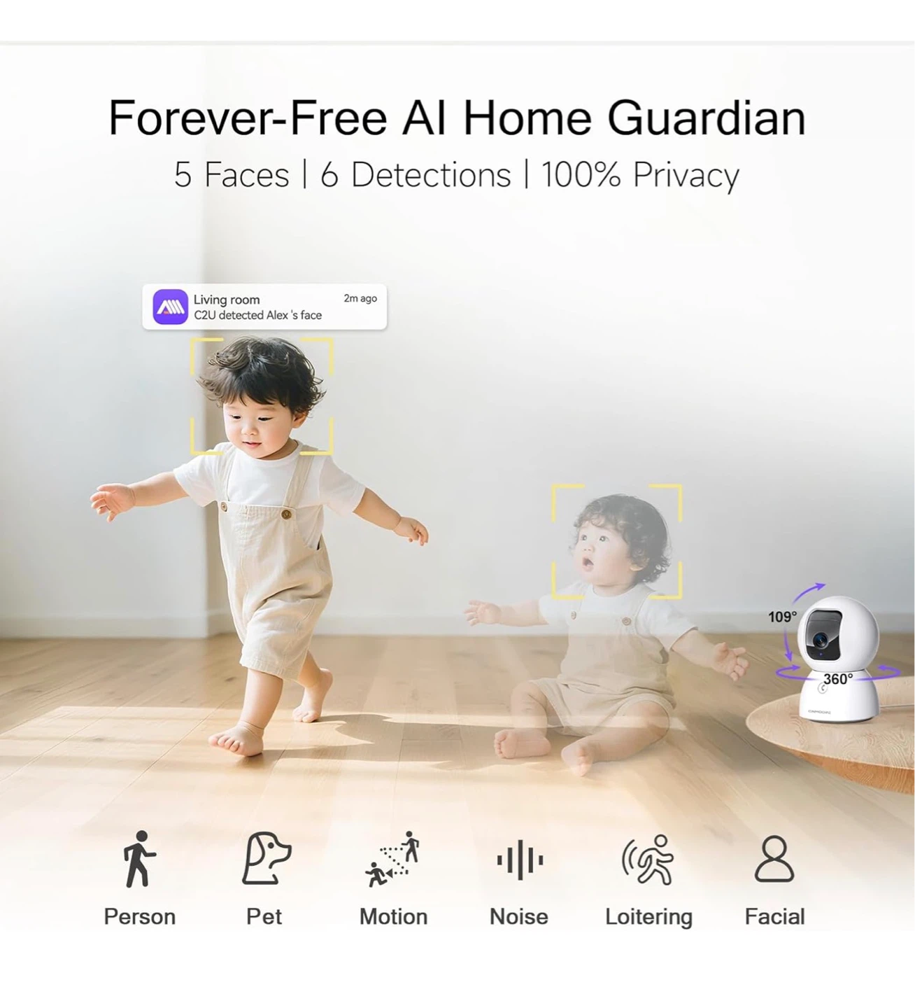 CINMOORE C2U Security Camera Indoor 2-Pack 3K - photo 3