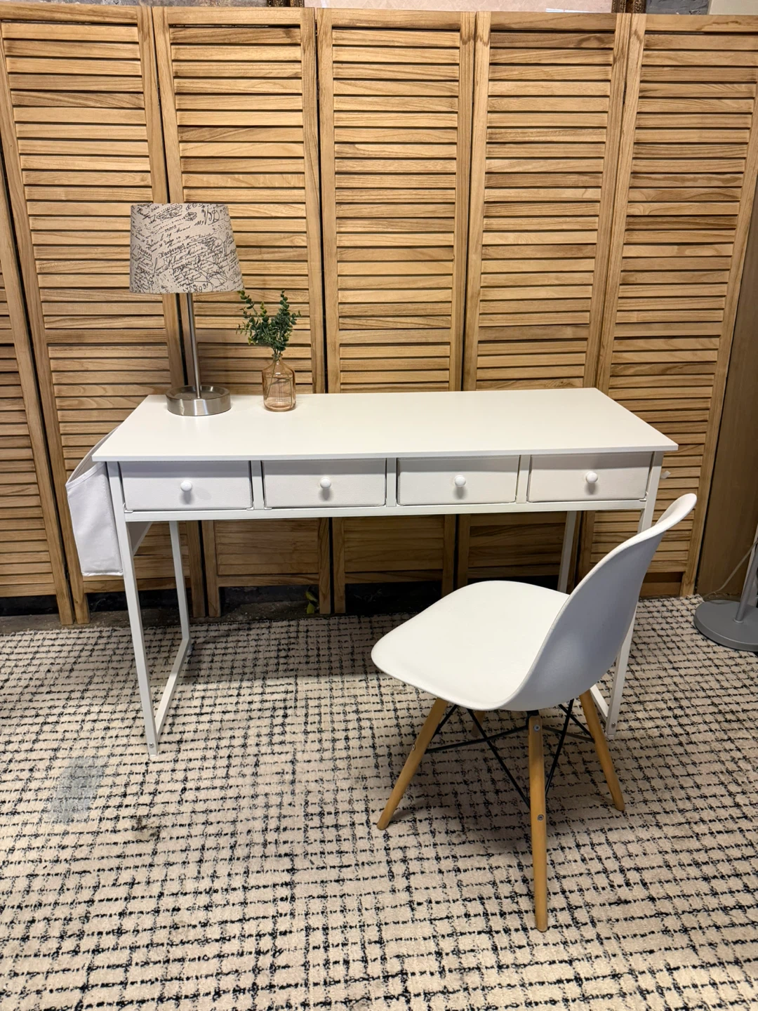 White Writing Desk with Storage Pockets