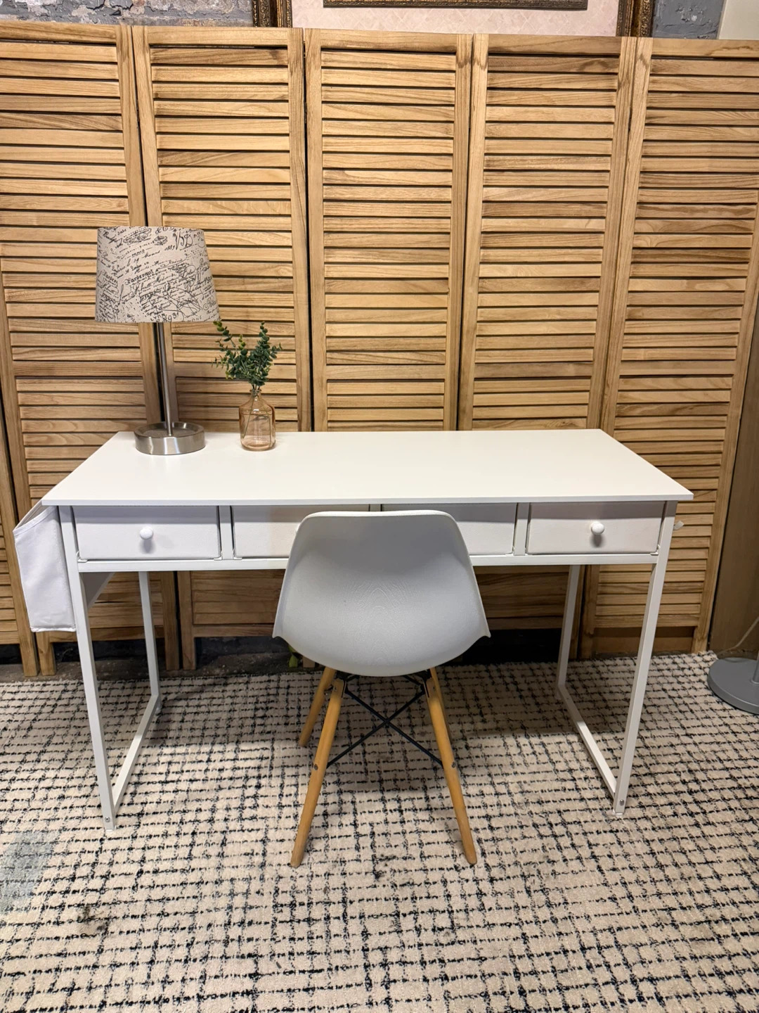 White Writing Desk with Storage Pockets - photo 3